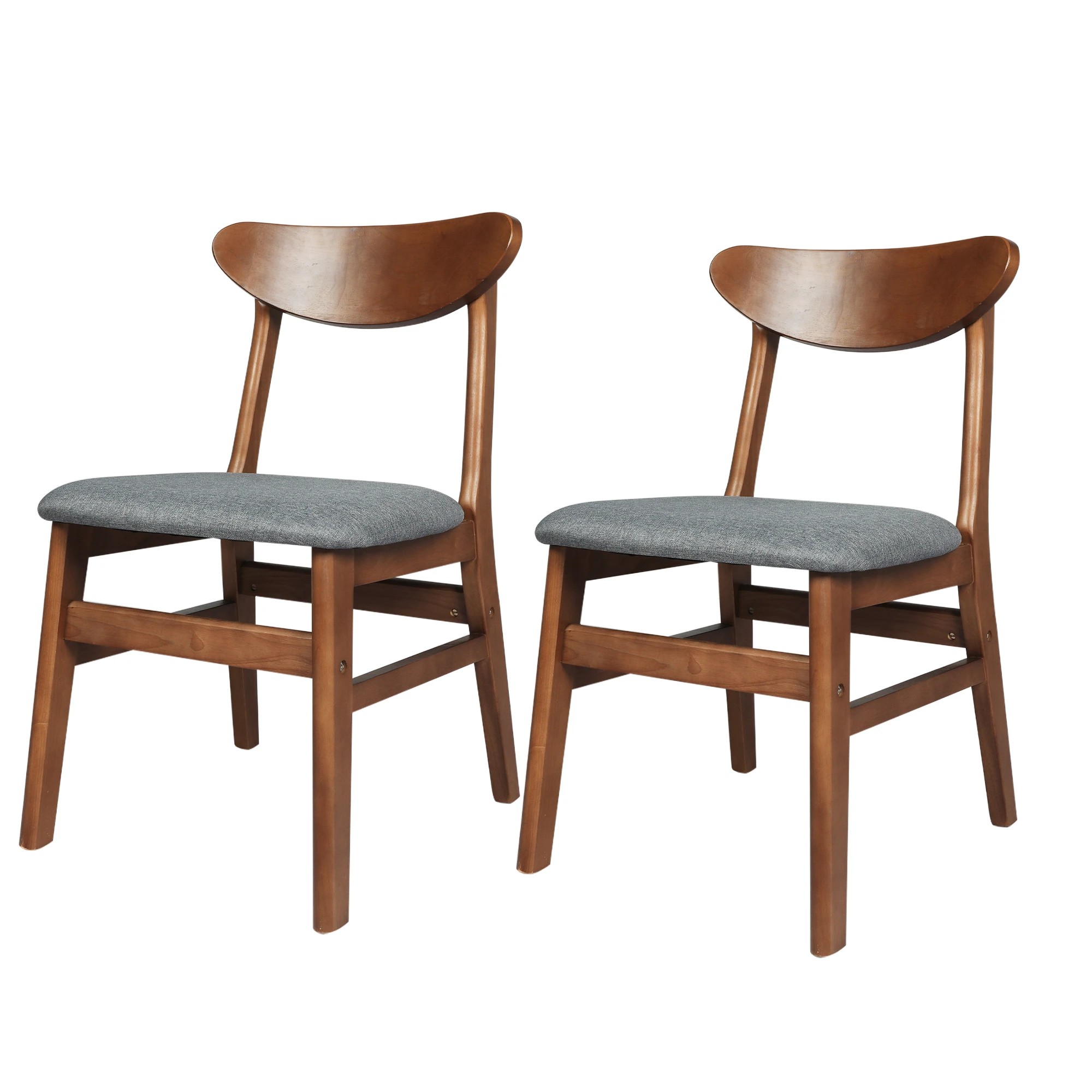 1 Levede 1 Set Of 2 Rubberwood Dining Chairs - Walnut, 1 of 5