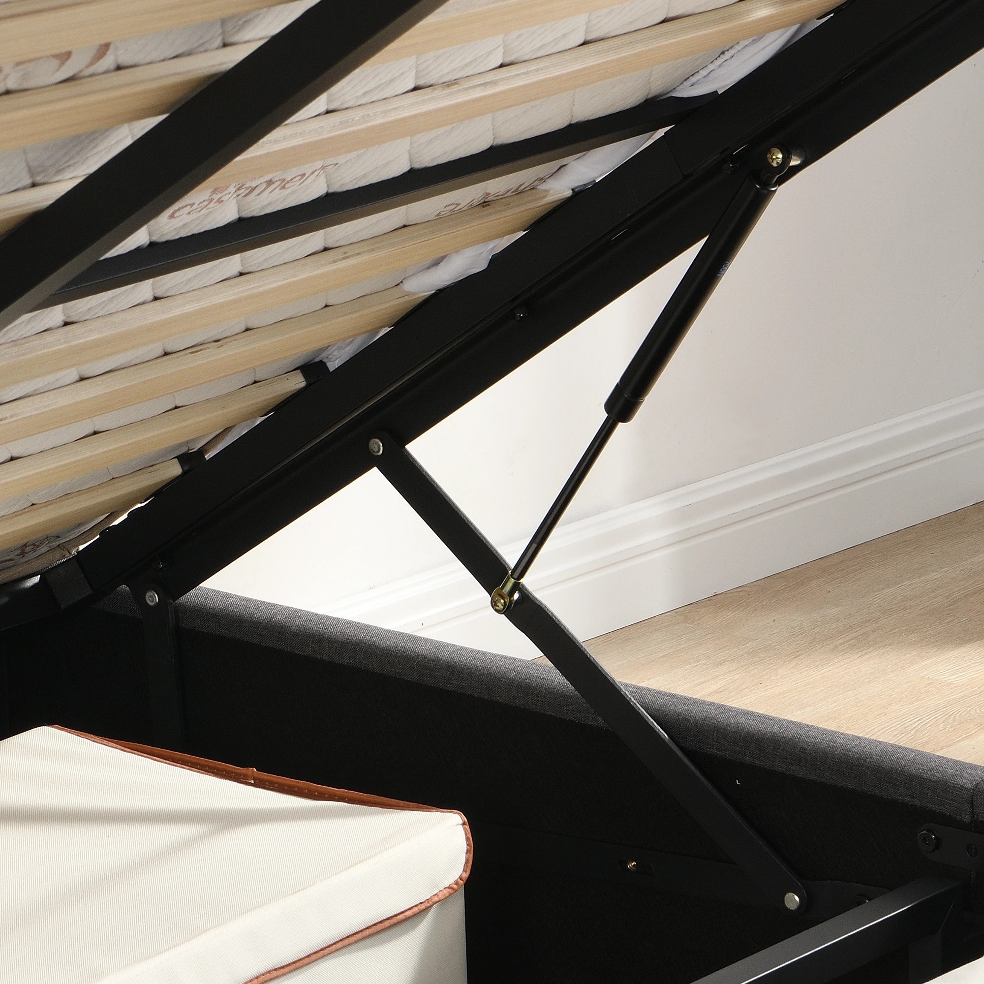 5 Levede Single Bed Frame Fabric with LED and Charging Station - Grey, 5 of 9