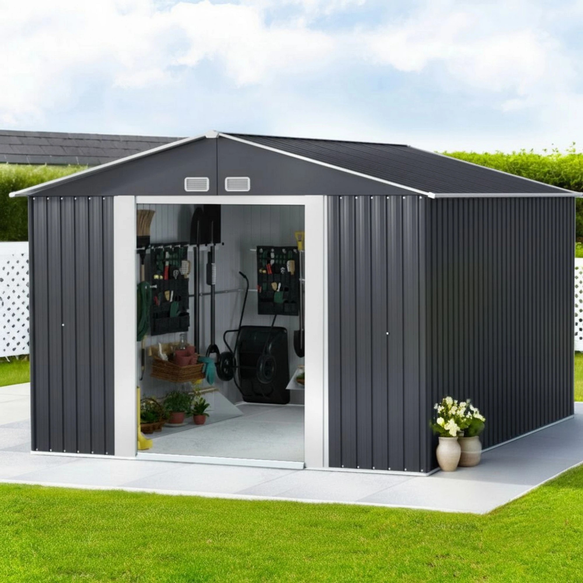 5 Giantz Garden Shed Outdoor Storage Tool Workshop House Shelter - Grey, 5 of 7