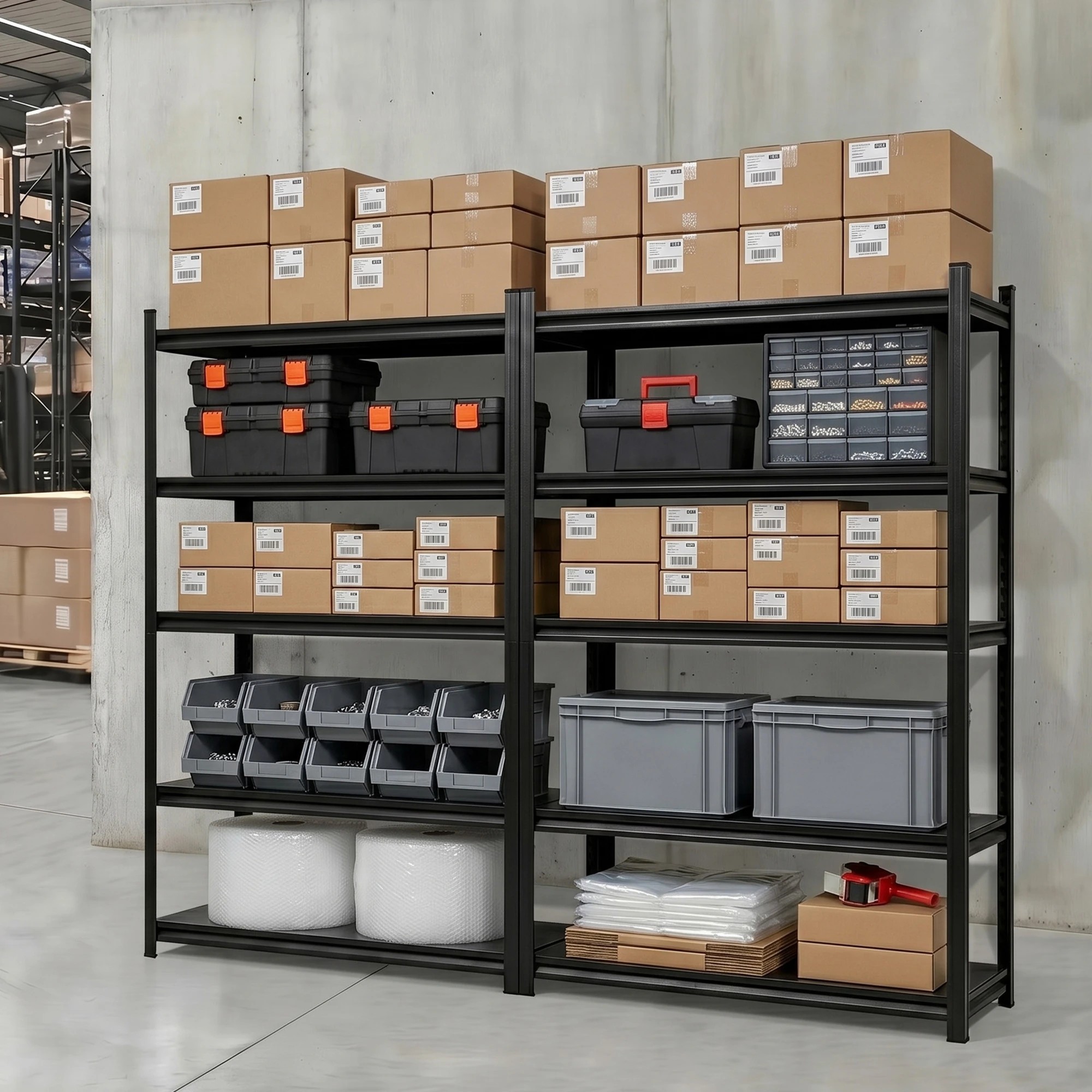 4 Giantz Garage Shelving 2.4X1.8m Warehouse Rack Storage Shelves Workshop Racks Steel - Black, 4 of 8