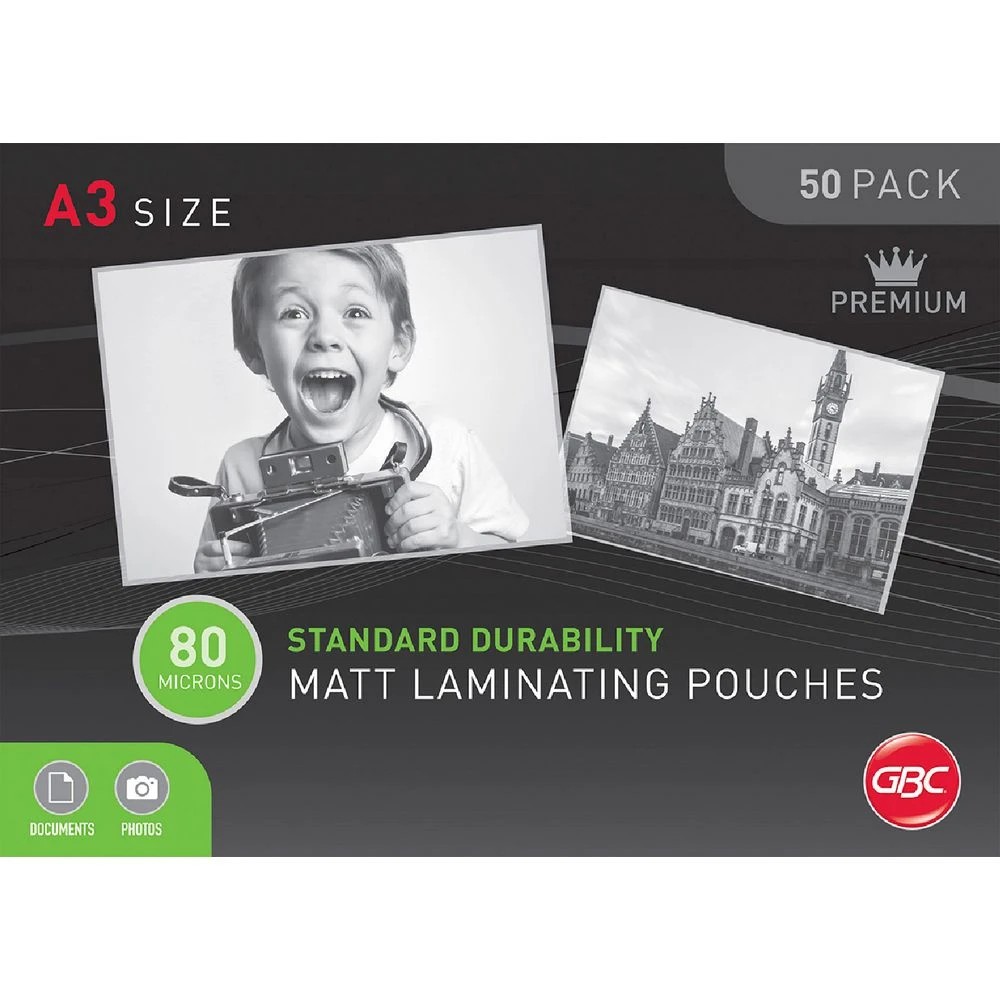 1 GBC Laminating Pouch A3 80 Micron Matte 50 Pack, 1 of 1