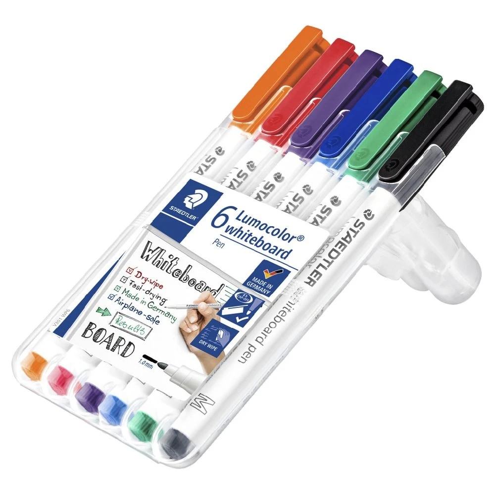 2 Staedtler Lumocolor Whiteboard Pens Bullet Assorted 6 Pack, 2 of 8