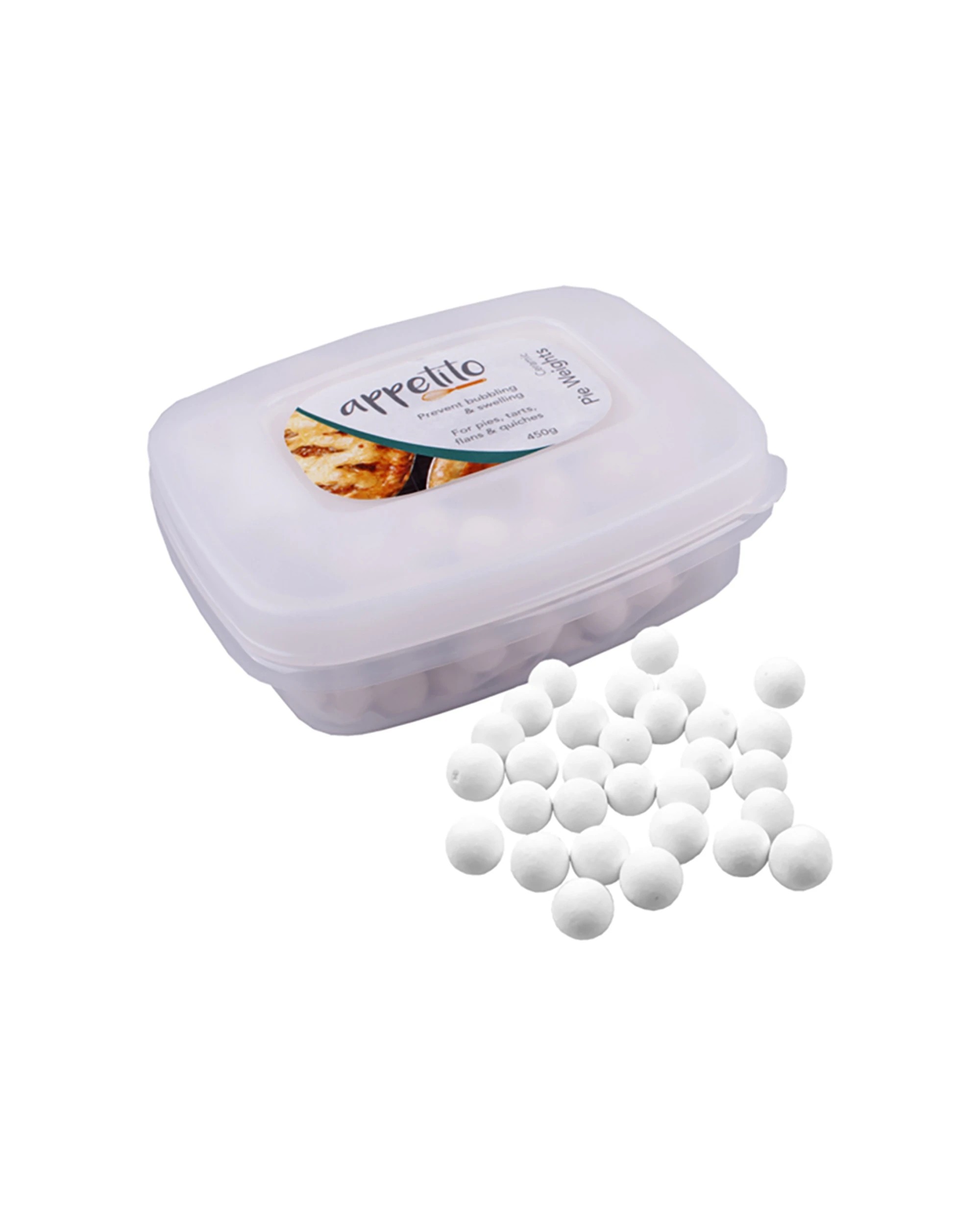 4 Appetito Ceramic Pie Weights In Reusable Tub 450g Home Kitchen Bakeware - White, 4 of 4
