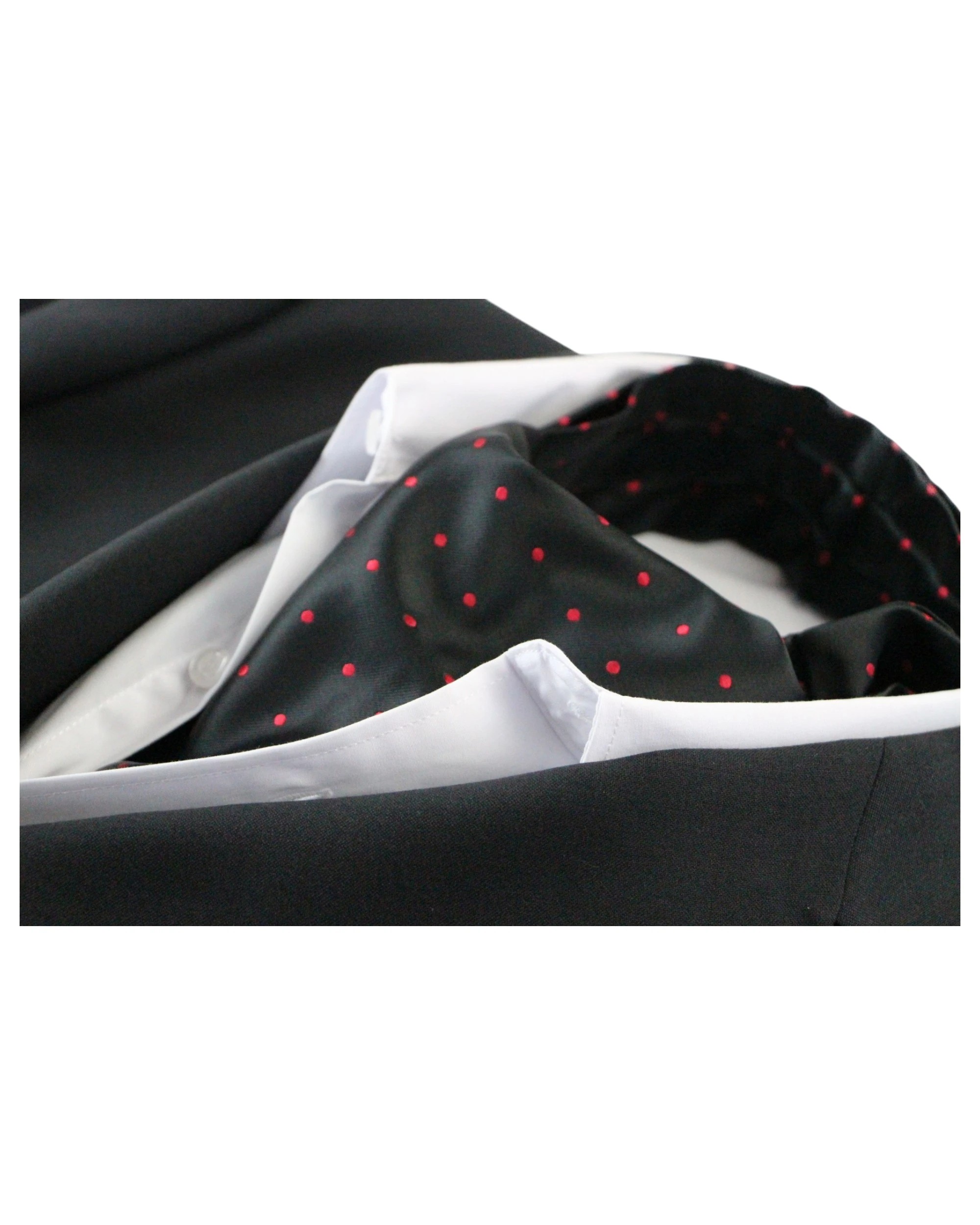 1 Zasel Mens Black & Red Small Polka Dot Cravat - Multi, 1 of 4