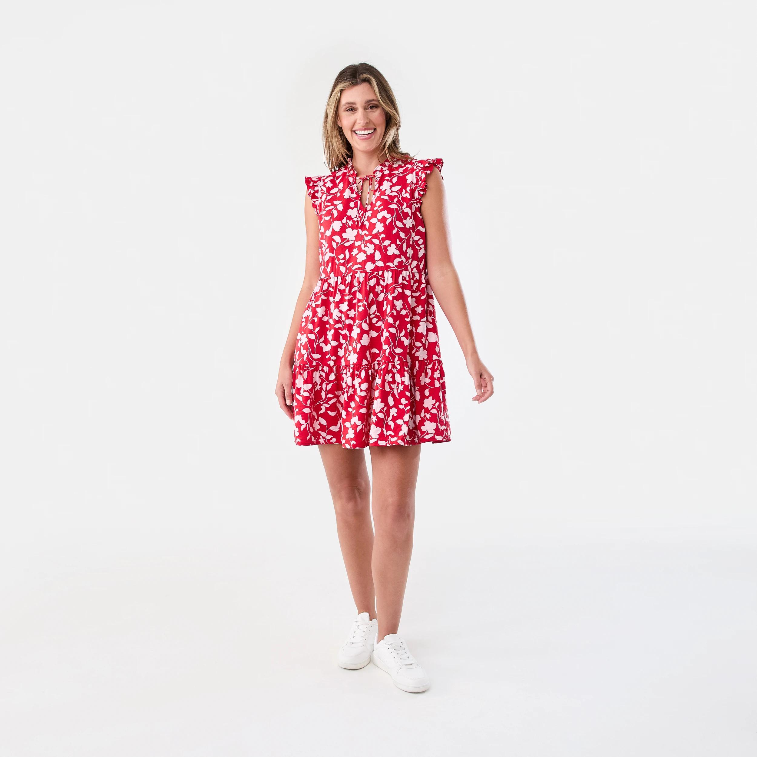 8 Sleeveless Frill Tiered Mini Dress Red Flrl, 8 of 8