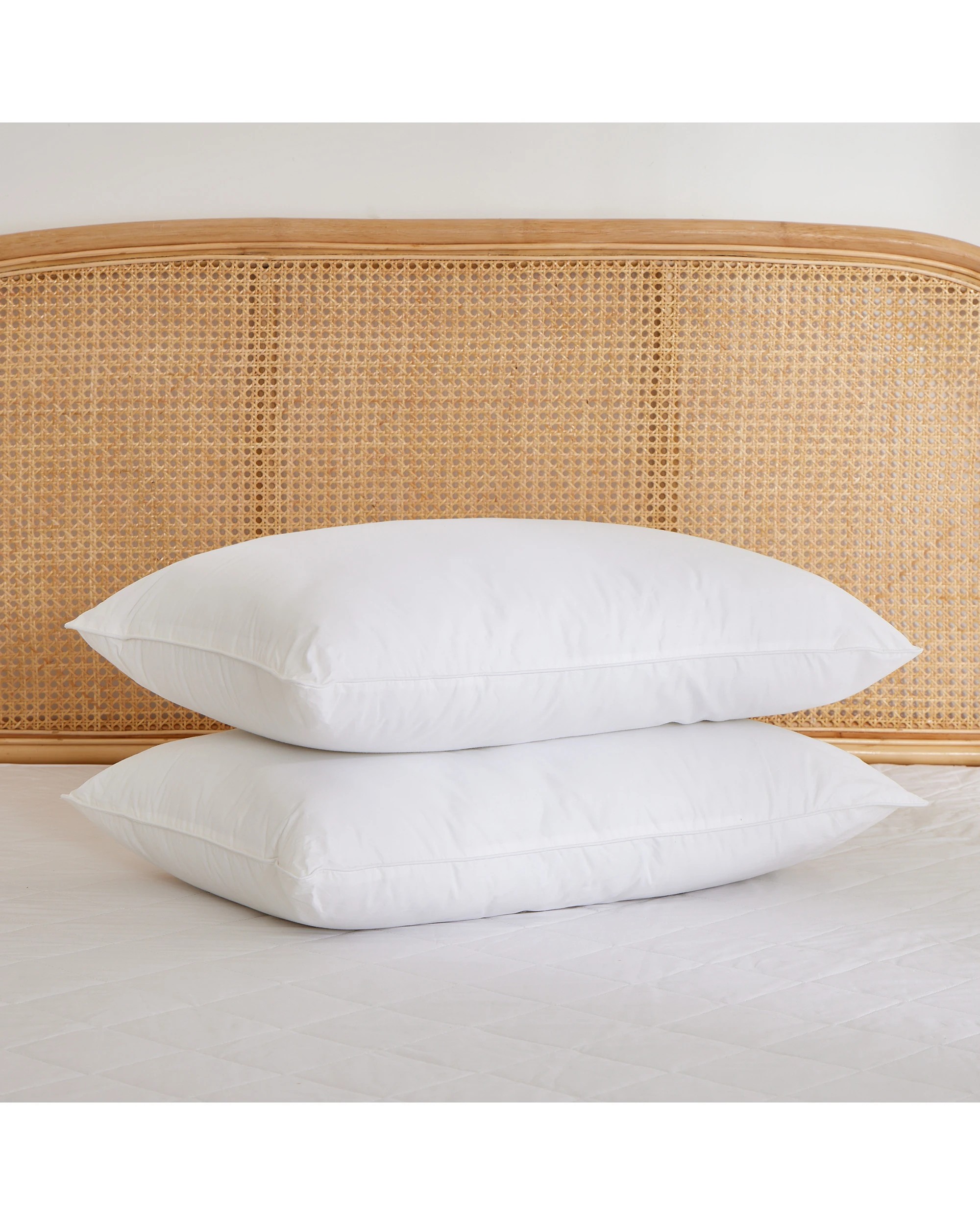 2 Dreamaker Cotton Cover Bamboo Blend Pillow High Profile Twin Pack - White, 2 of 7