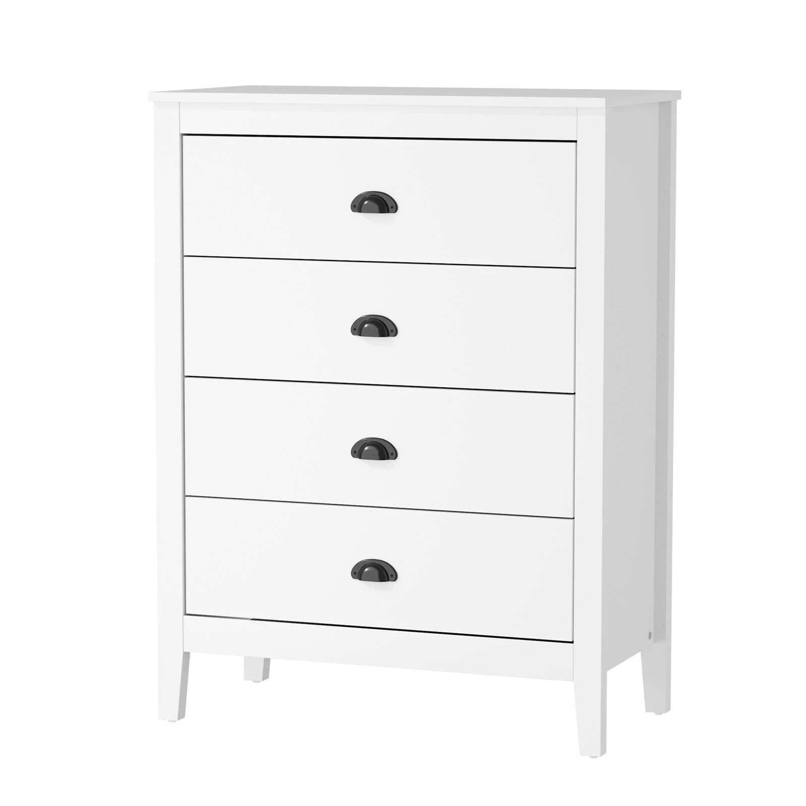 1 Oikiture 4 Chest Of Drawers Dresser Storage Cabinet Tallboy Vintage
 - White, 1 of 10