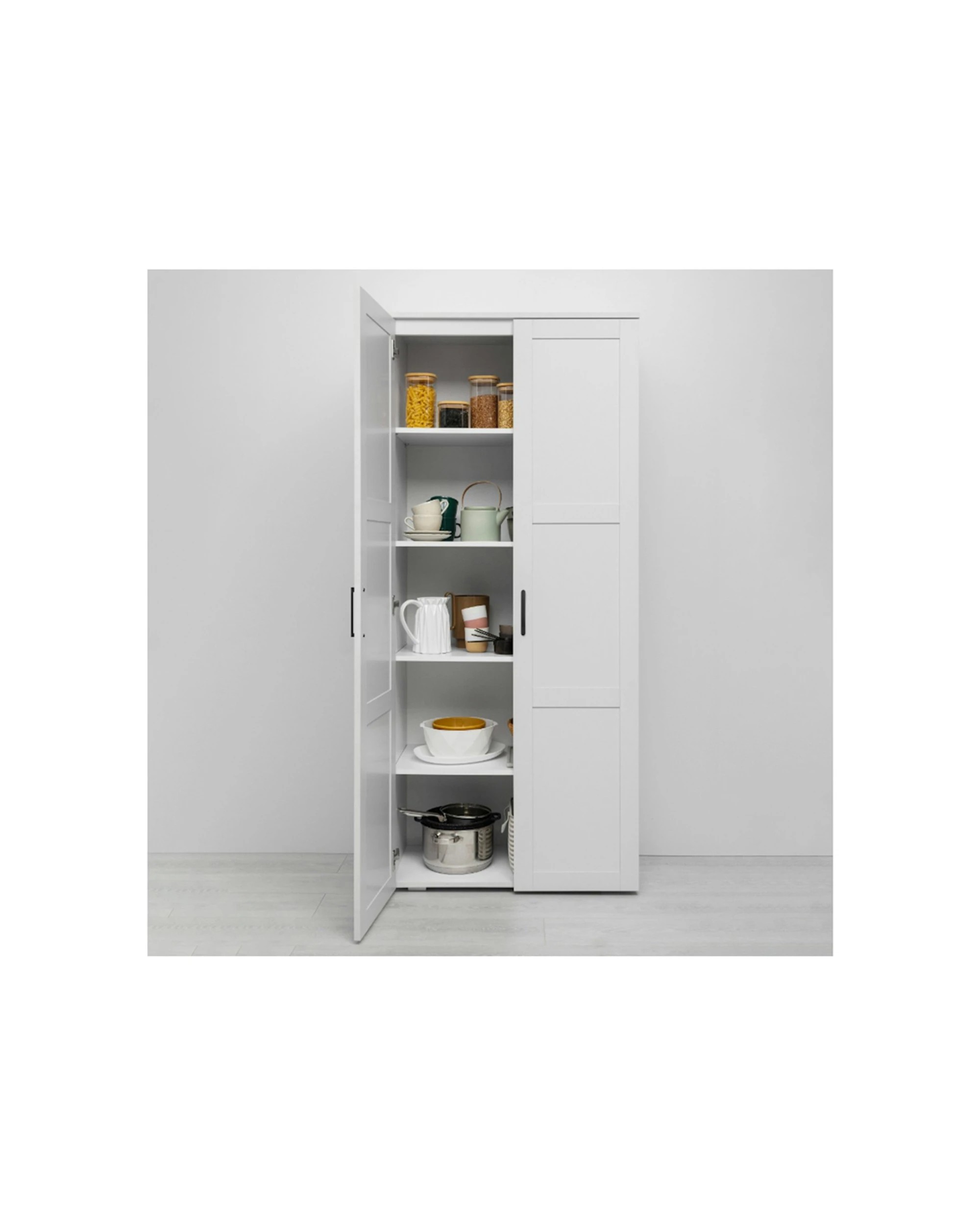 2 European Cabinetry Stockholm Storage Cupboard Hamptons Scandi Handle - White, 2 of 3