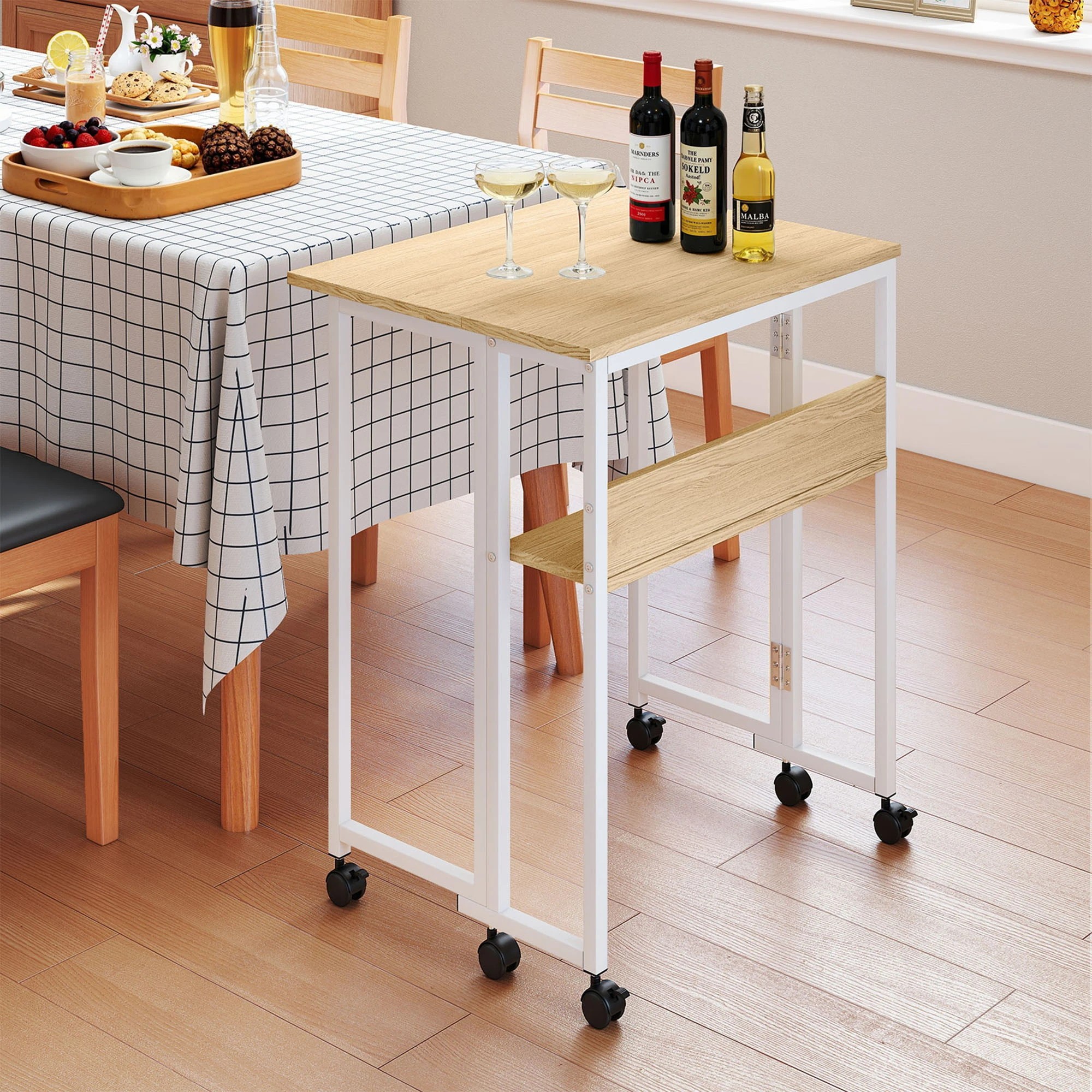 7 Levede Foldable Computer Desk with Wheels - Natural, 7 of 9