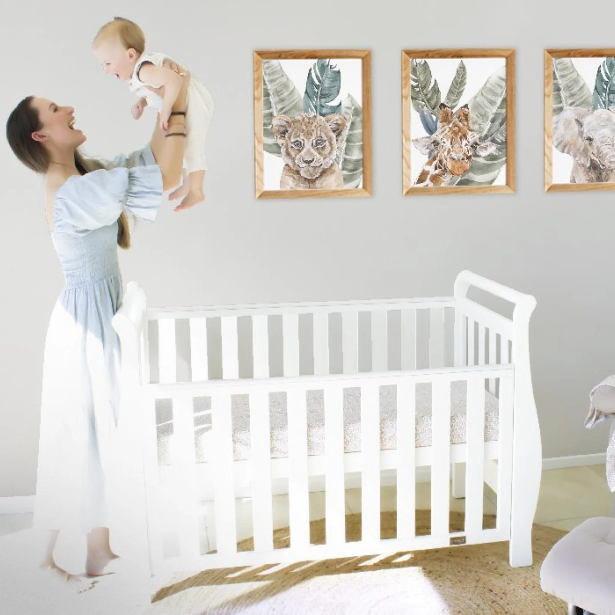 2 Babyhood Classic Sleigh Cot - White, 2 of 6