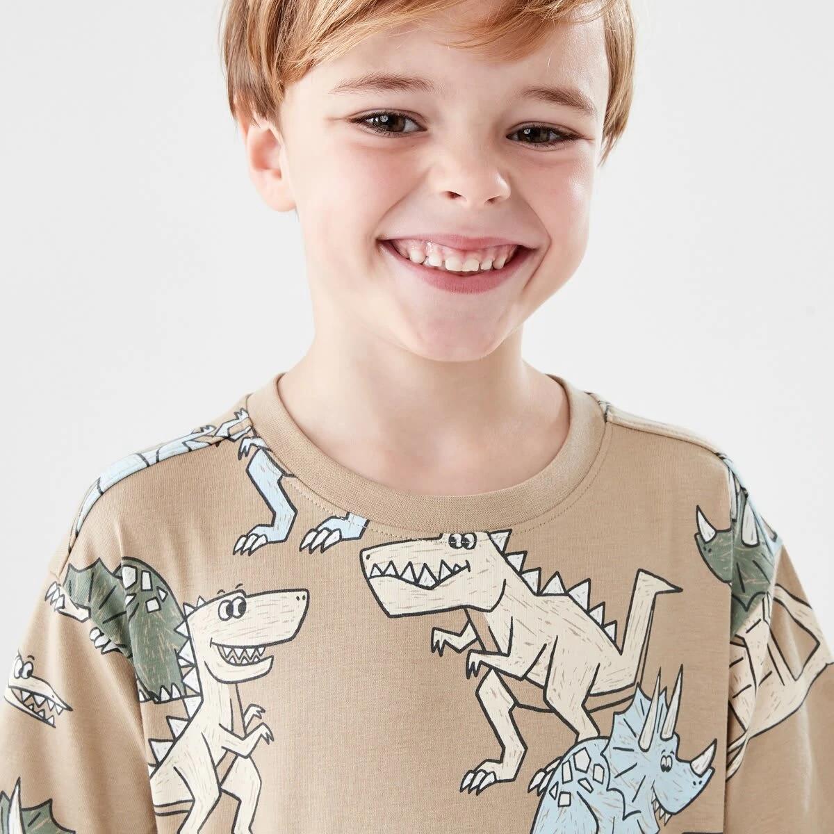 3 All Over Print T-shirt SCRIBBLY DINOS LIGHT BROWN, 3 of 6