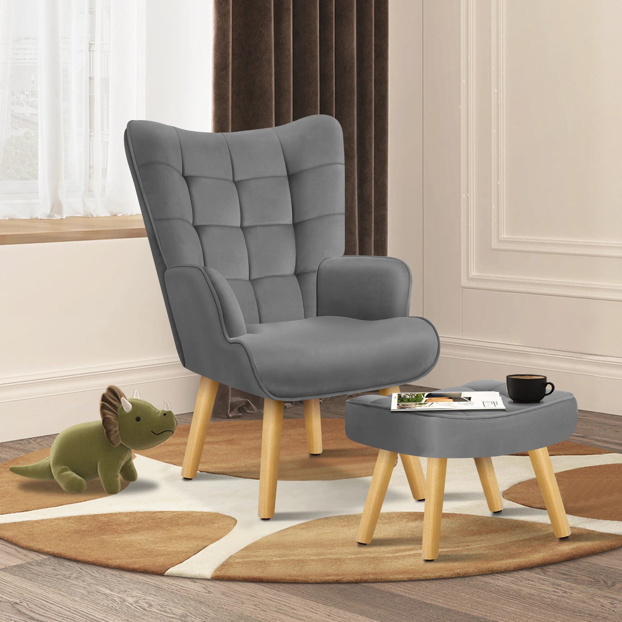 5 Alfordson Armchair Lounge Chair Featherston Replica Accent Chair Couch - Light Grey, 5 of 10