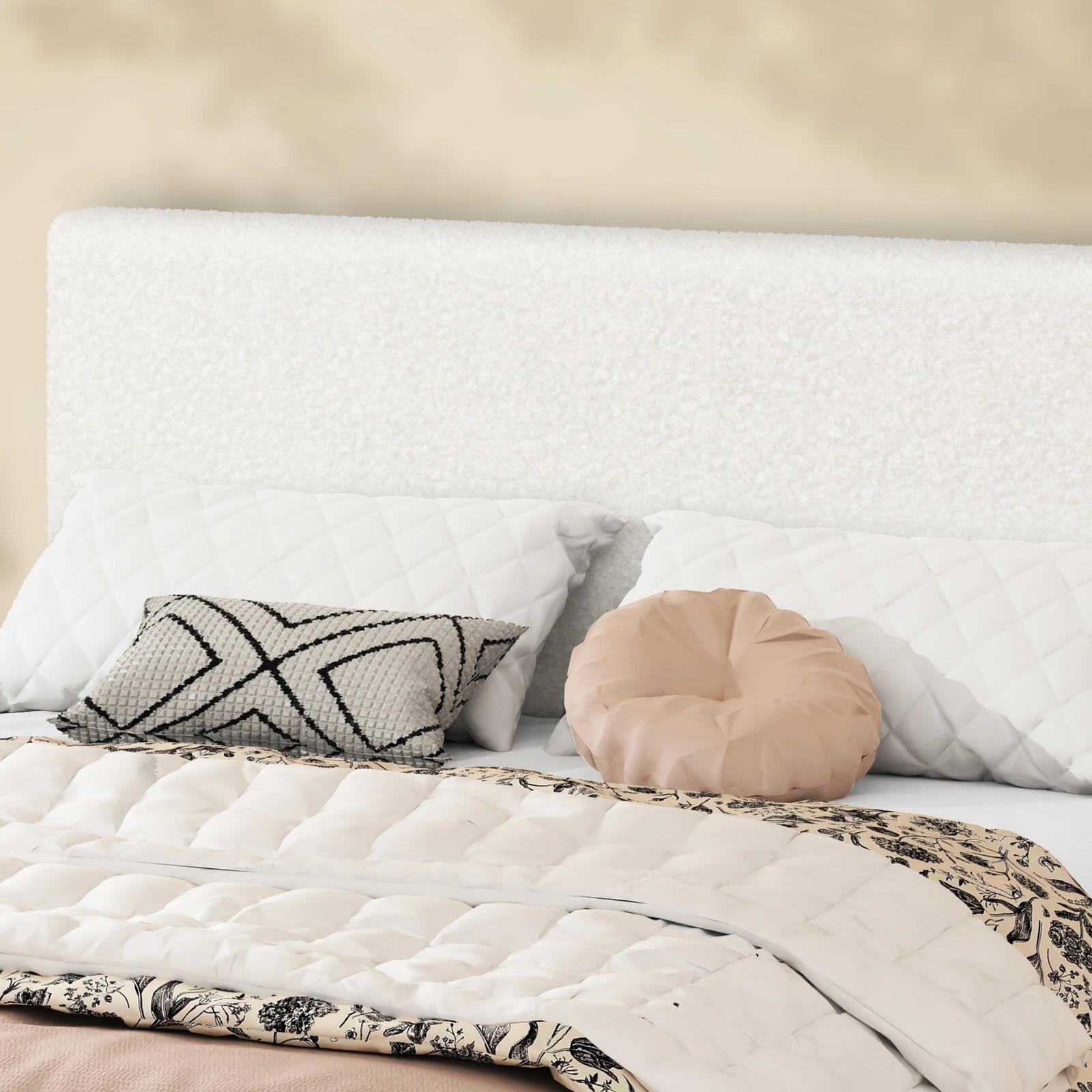 5 Alfordson Bed Frame Queen Gas Lift Storage Adjustable Headboard Boucle Luria - White, 5 of 10