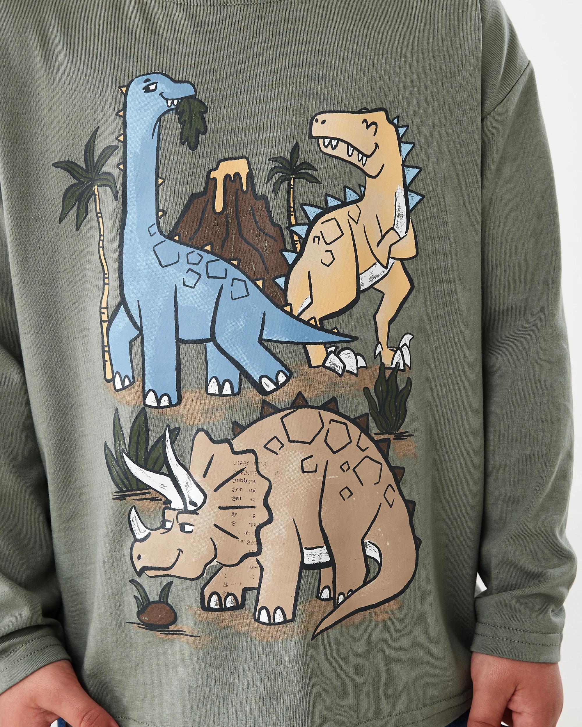 5 Long Sleeve Print T-shirt Grn Dino, 5 of 8