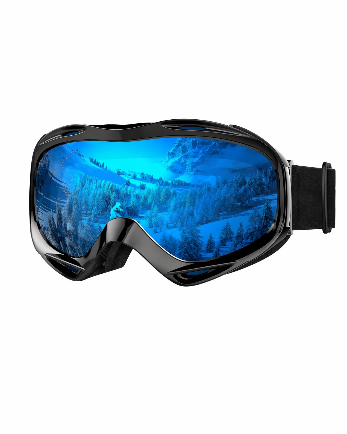 1 OutdoorMaster Adult Youth OTG Anti-Fog UV400 Goggles for Ski Snowboard - Black, 1 of 9