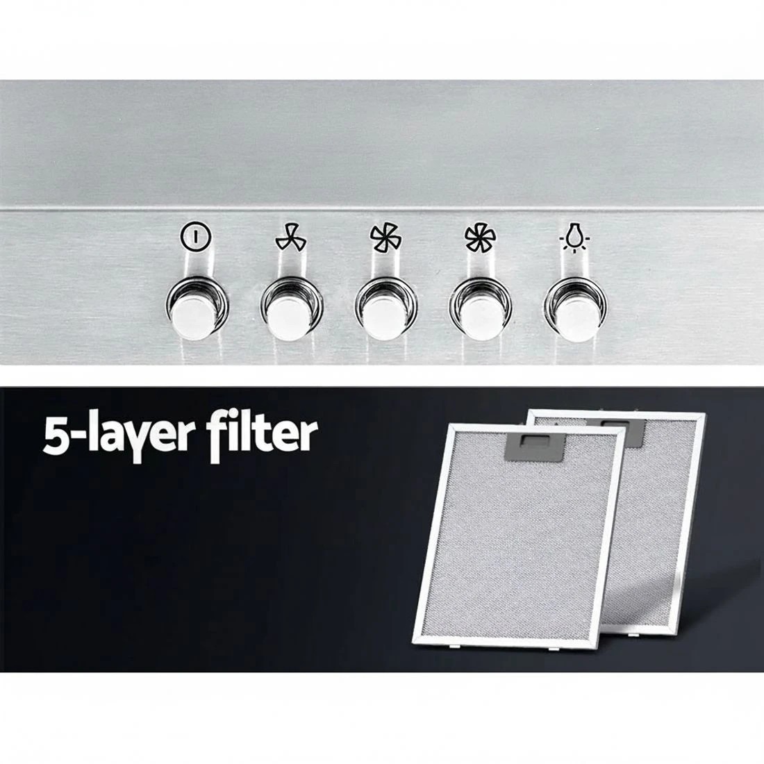 4 Devanti 600mm Range Hood 60cm Rangehood Stainless Steel - Silver, 4 of 6