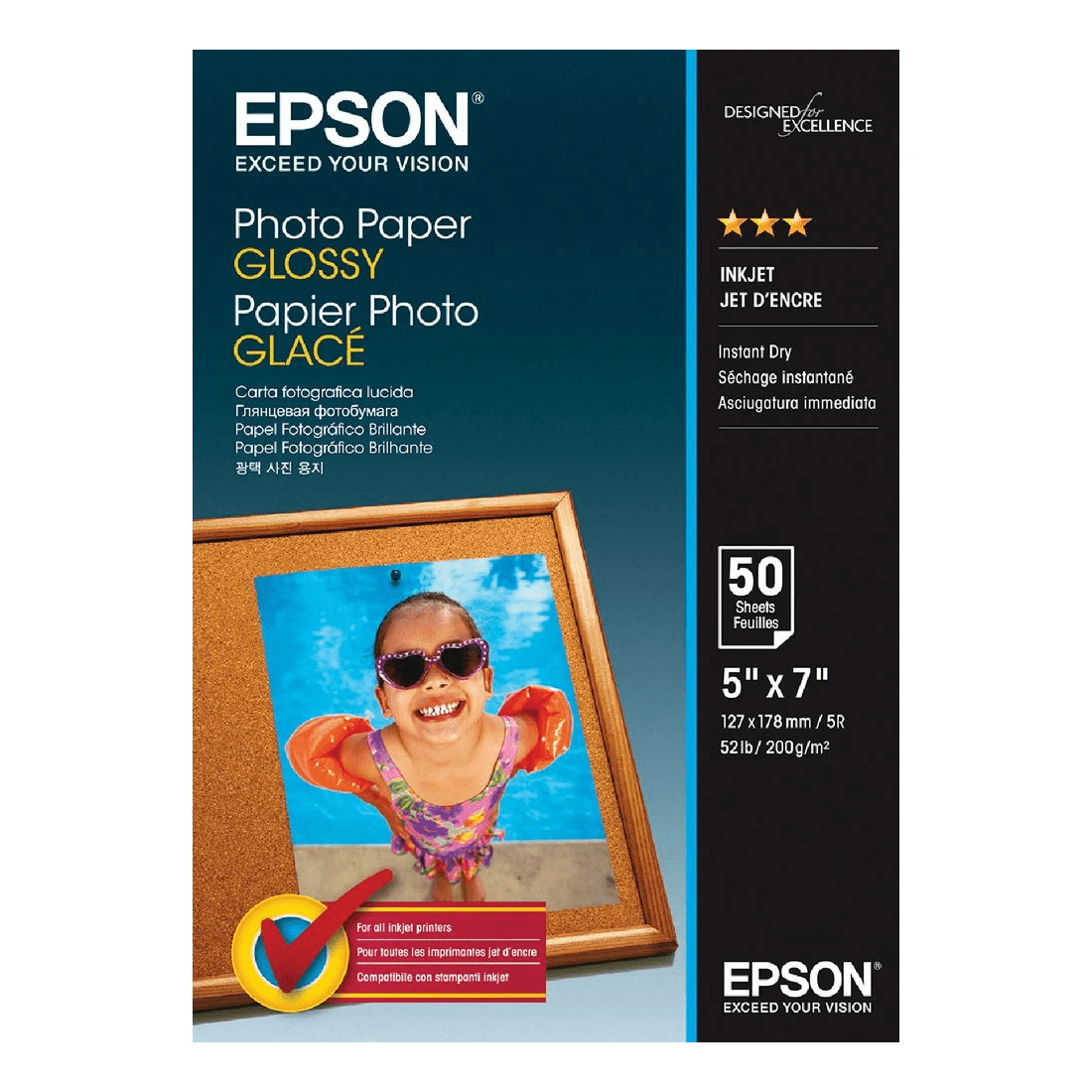 1 Epson 200gsm 5 x 7 Glossy Photo Paper 50 Sheet Pack, 1 of 1