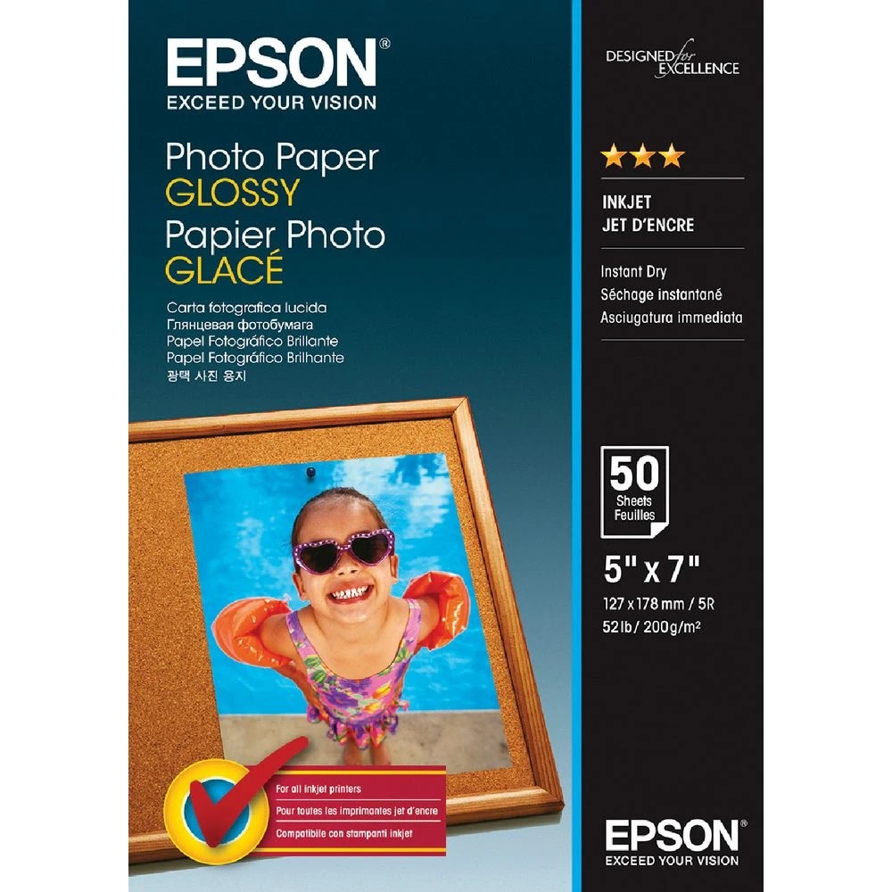 1 Epson 200gsm 5 x 7 Glossy Photo Paper 50 Sheet Pack, 1 of 1