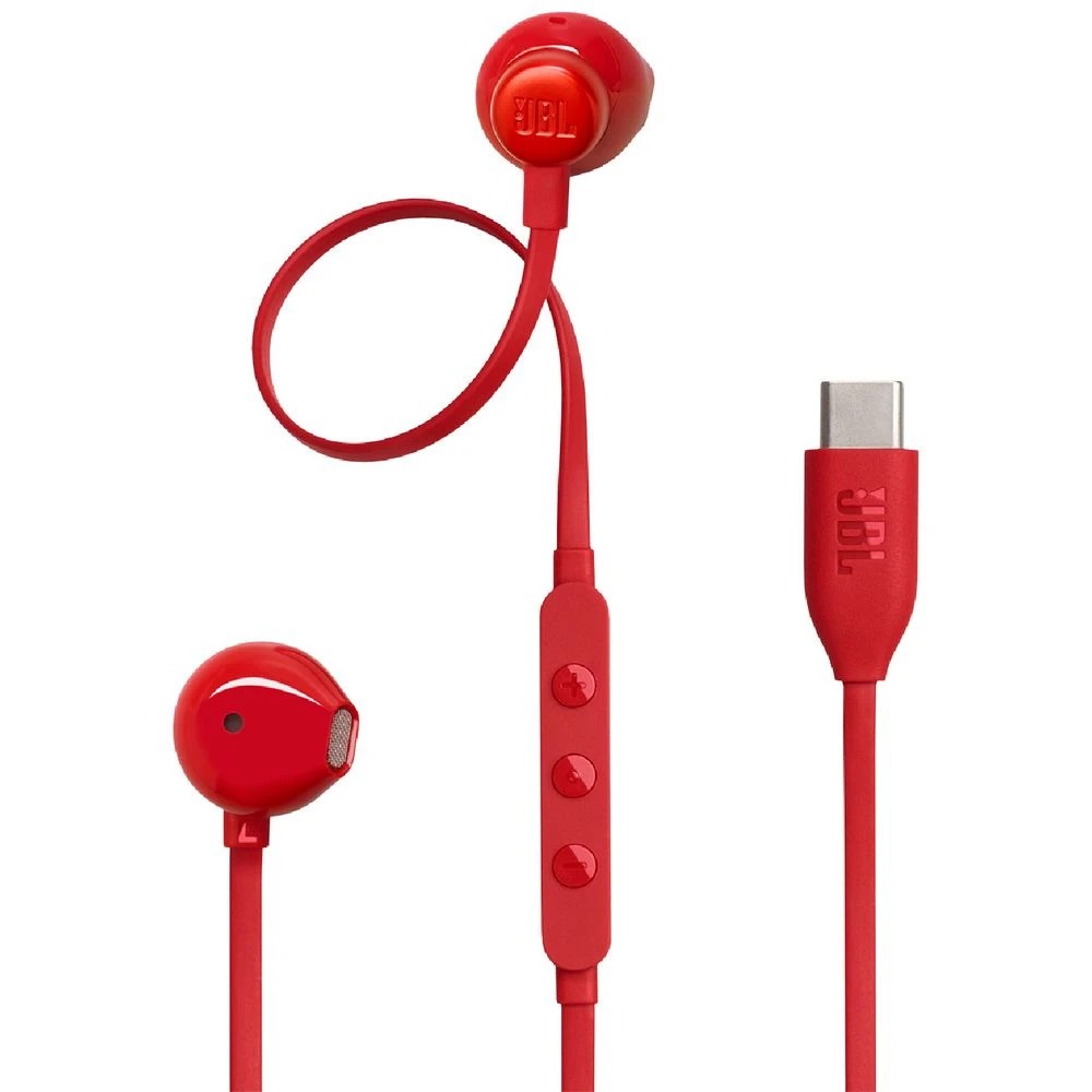 1 JBL Tune T305 USB-C Wired Headphones Red, 1 of 7