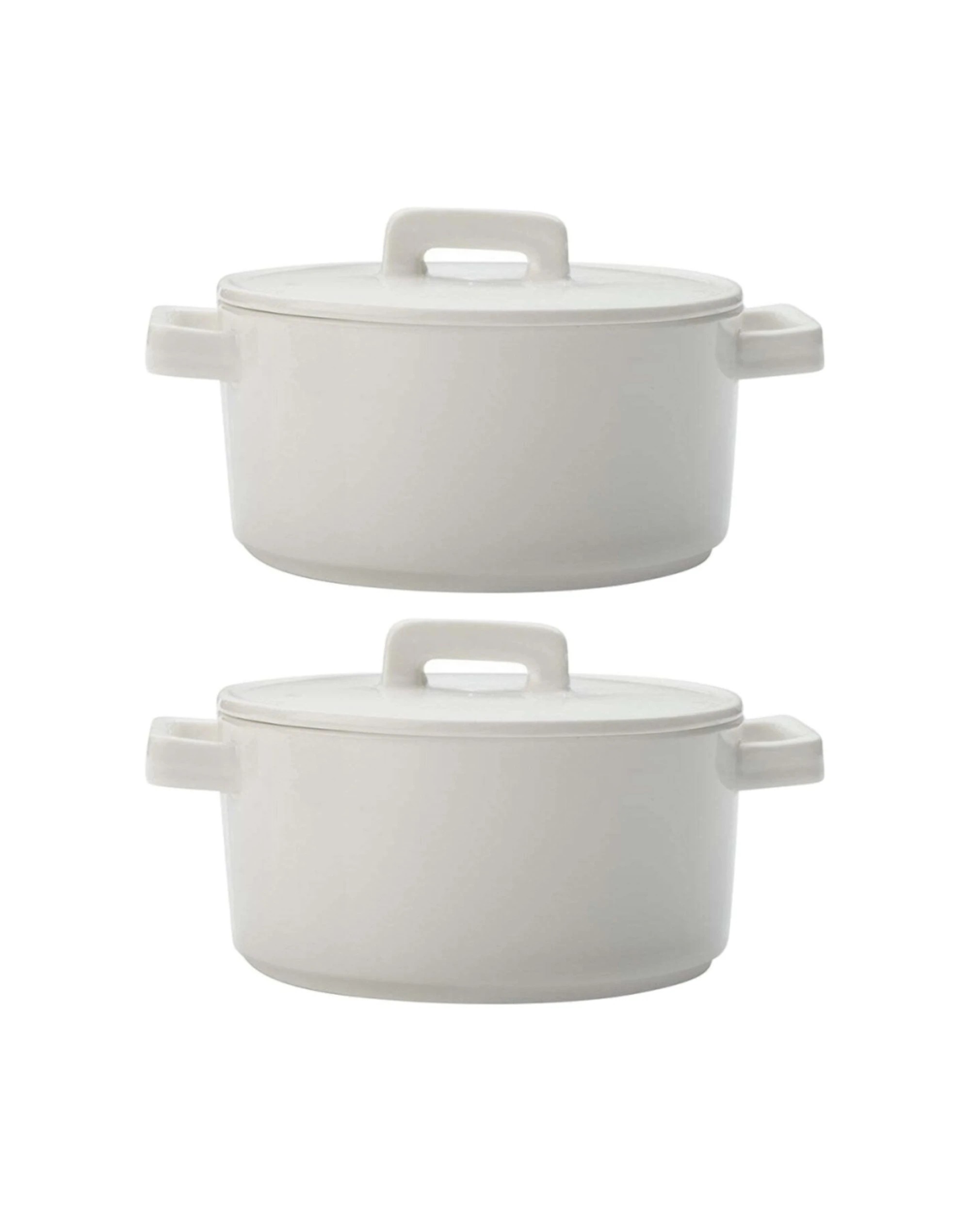 1 Maxwell & Williams 2x Epicurious Porcelain Casserole Round Dish With Lid Set 1.3L 22cm - White, 1 of 3