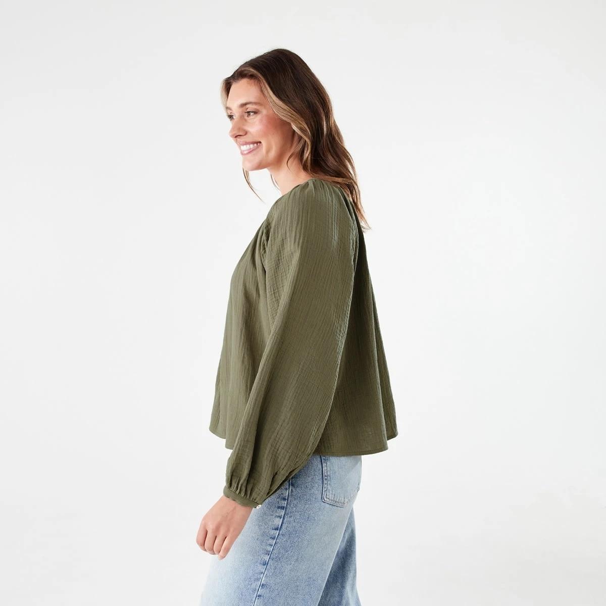 2 Long Sleeve Double Cloth Top PAVEMENT GREY, 2 of 6