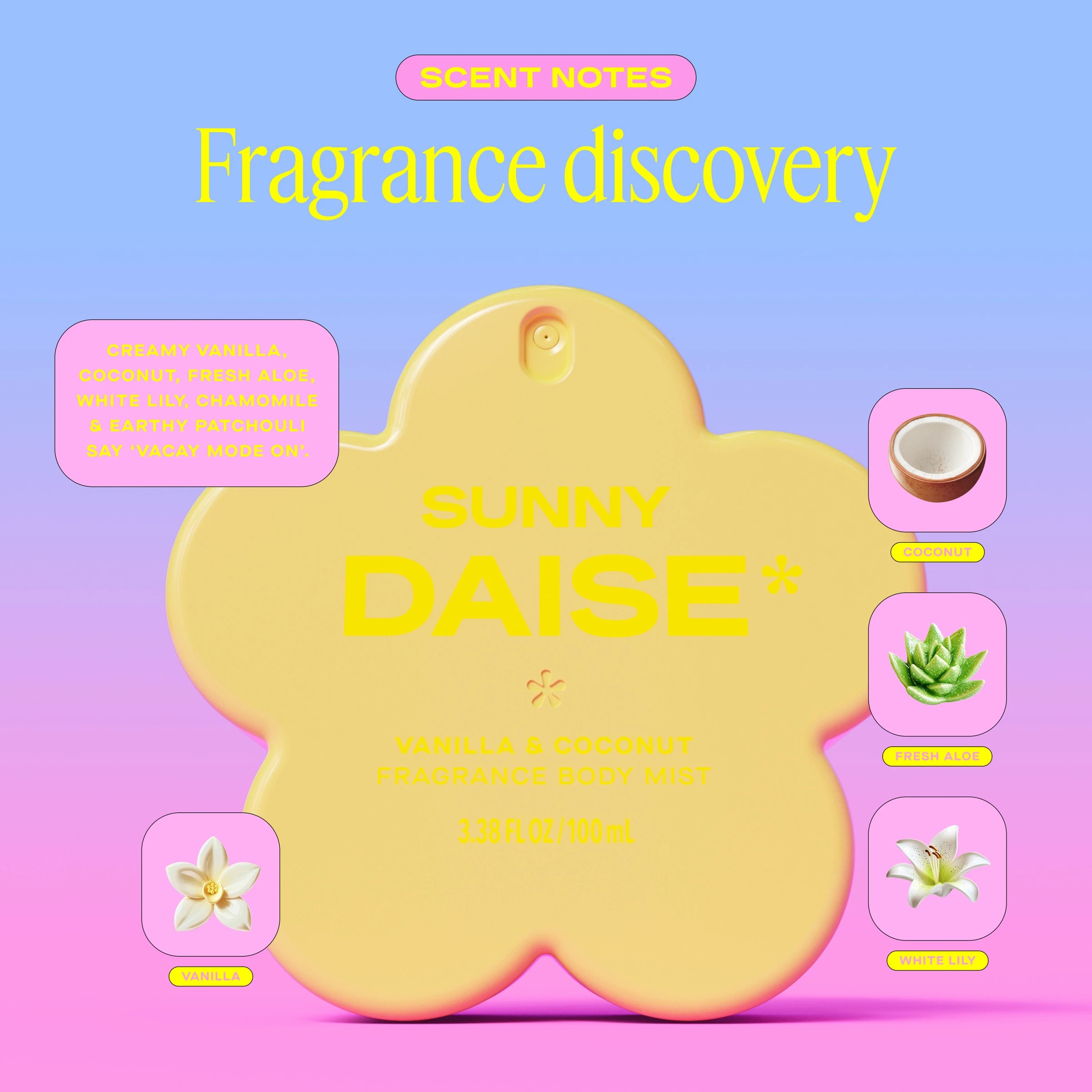 Daise Sunny Fragrance Body Mist 100ml - Vanilla & Coconut - Kmart