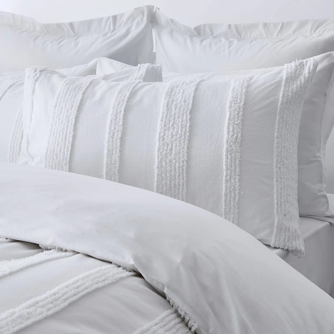 2 Willow Cotton Quilt Cover Set - Super King Bed, White, 2 of 6