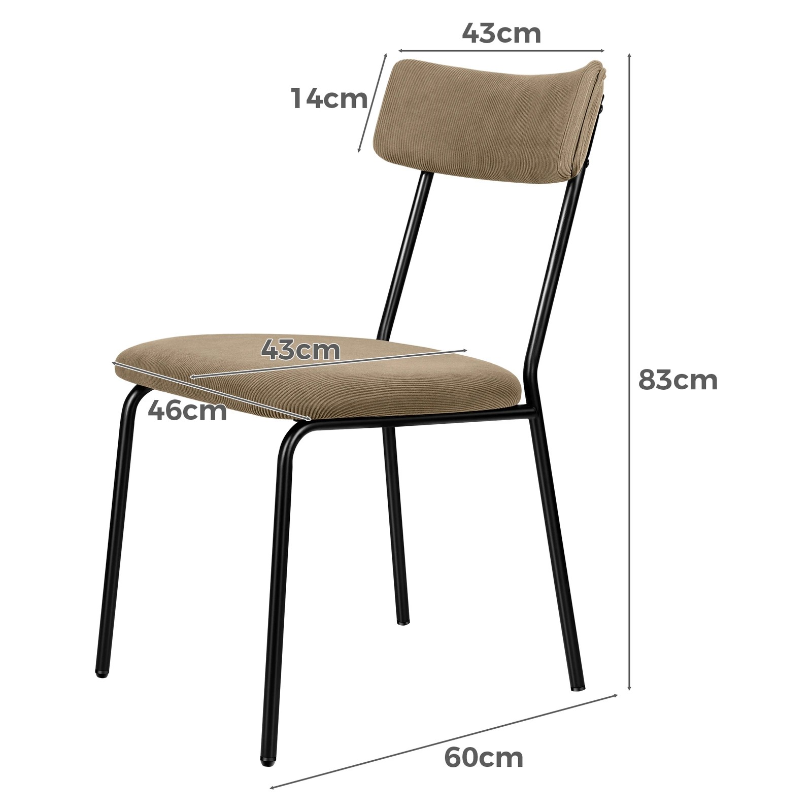 7 Alfordson 2x Dining Chairs Accent Kitchen Lounge Curved Backrest Corduroy - Khaki, 7 of 10