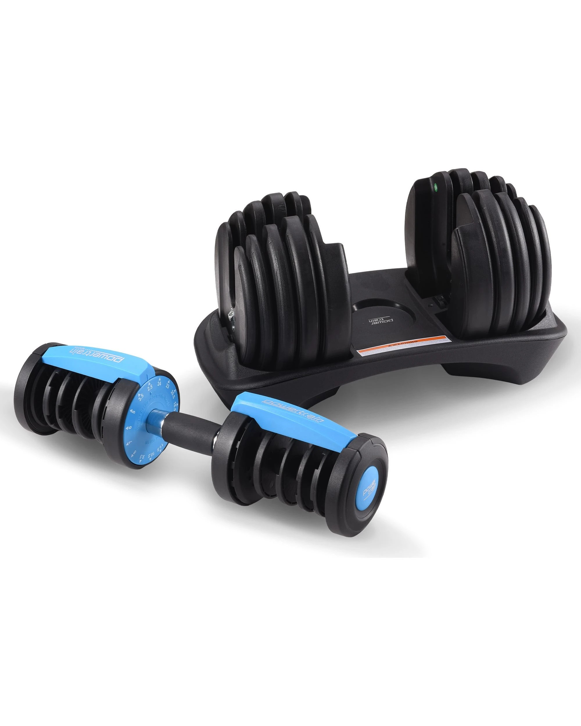 5 Powertrain 24kg Adjustable Dumbbell Home Gym Exercise Weights Free Workout Blue, 5 of 7