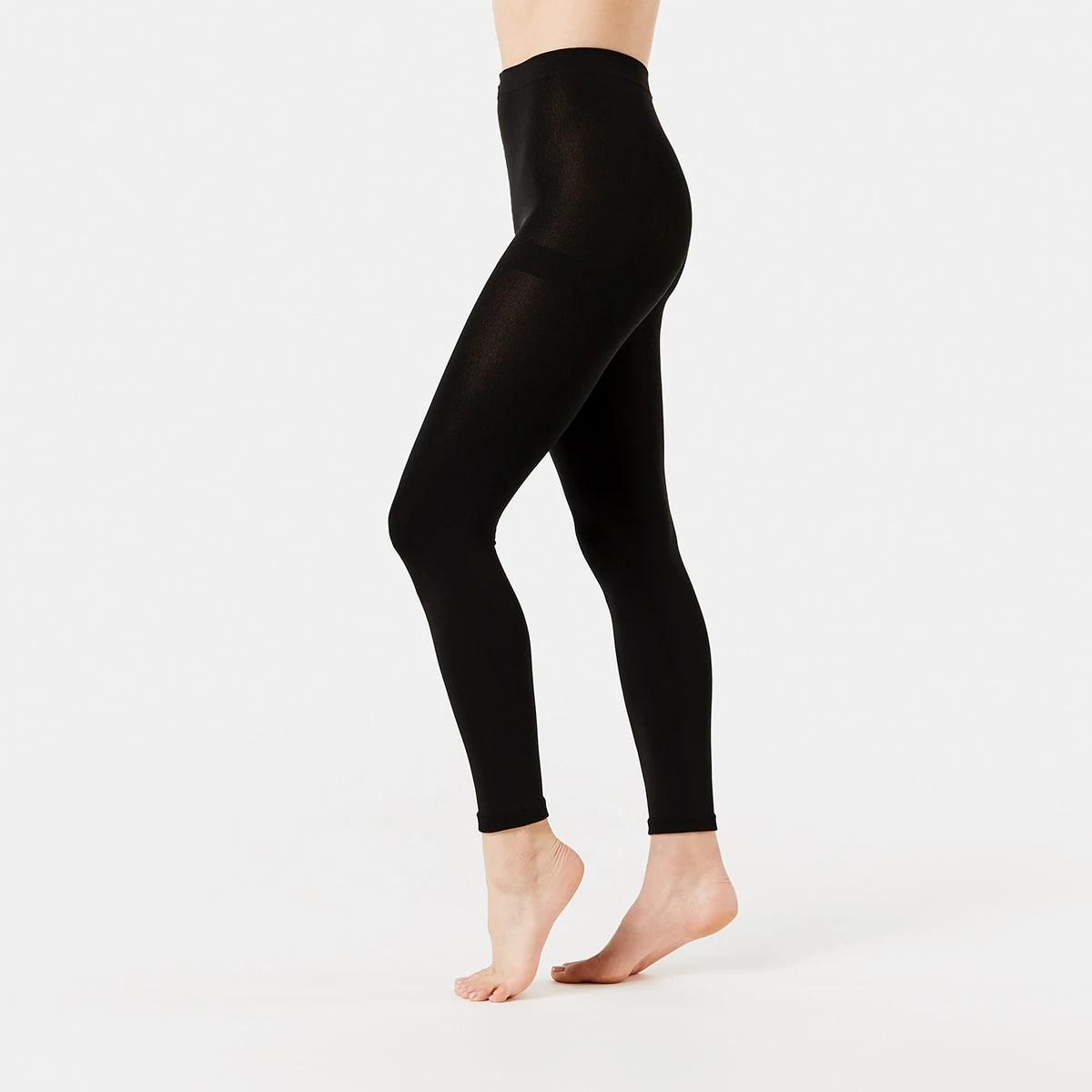 1 200 Denier Opaque Fleece Footless Tights BLACK, 1 of 3