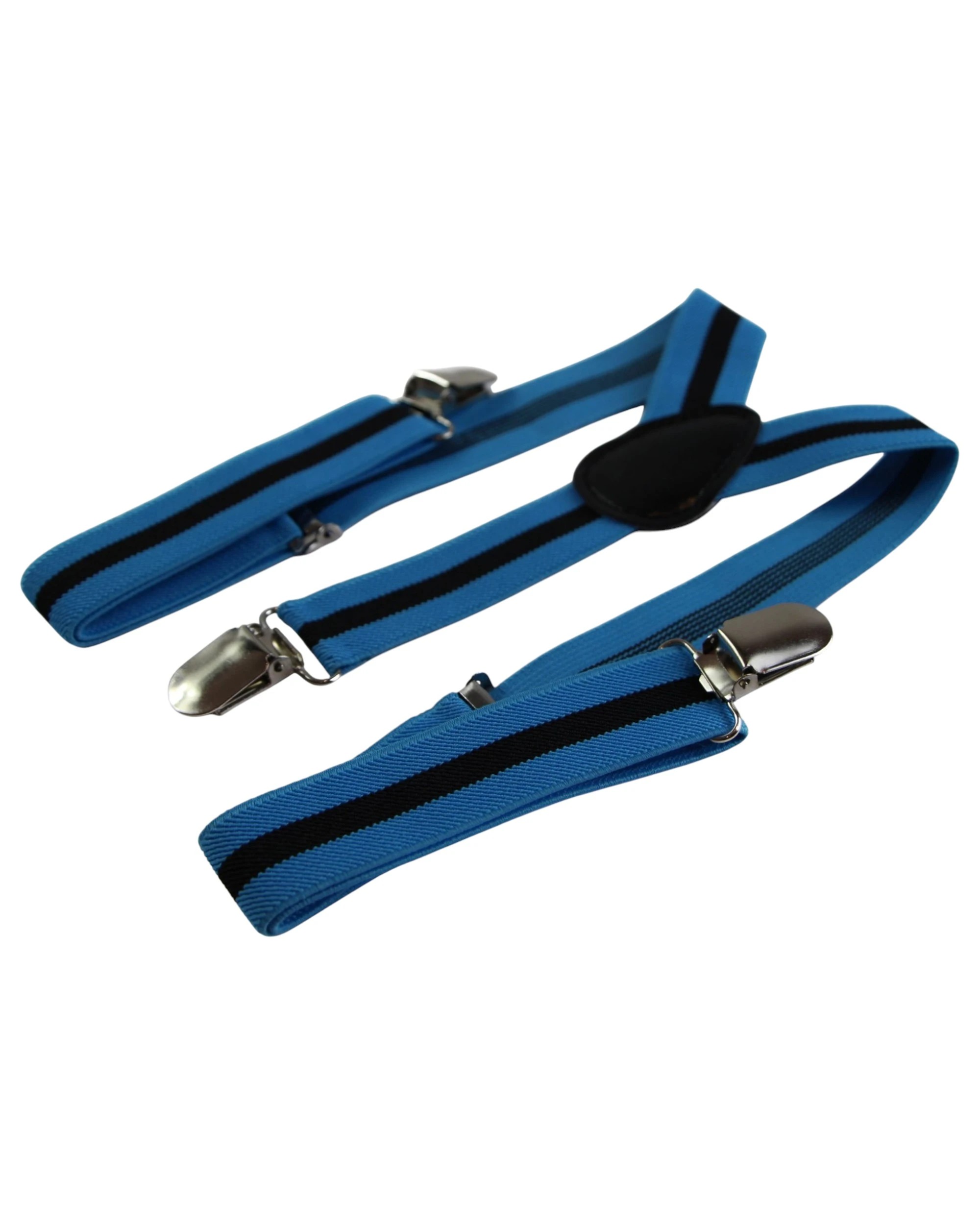 2 Zasel Boys Adjustable Light Blue & Thick Black Striped Patterned Suspenders - Multi, 2 of 3