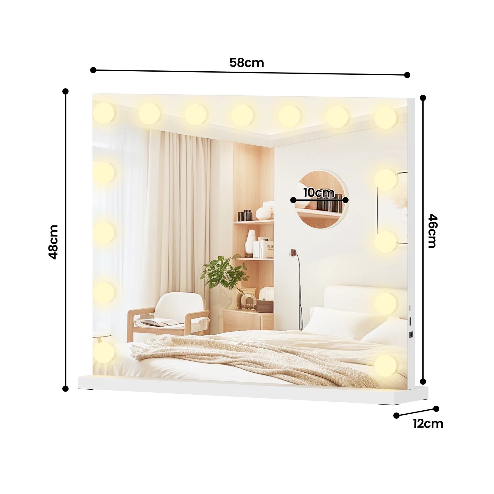 4 Advwin Vanity Makeup Mirror with Led Lights and 5x Magnification - White, 4 of 4