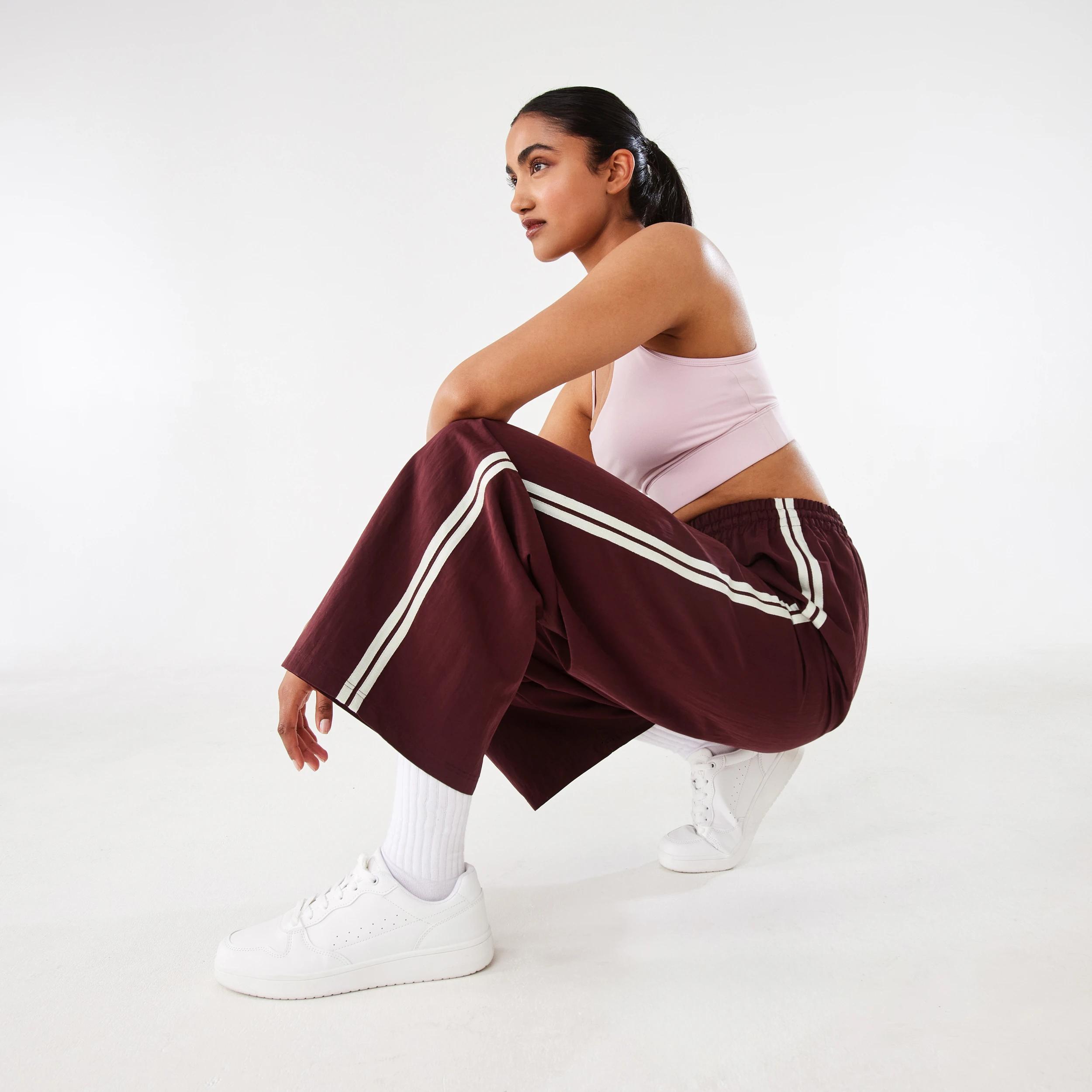 7 Active Womens Contrast Panelled Pants BURGUNDY CHERRY, 7 of 9
