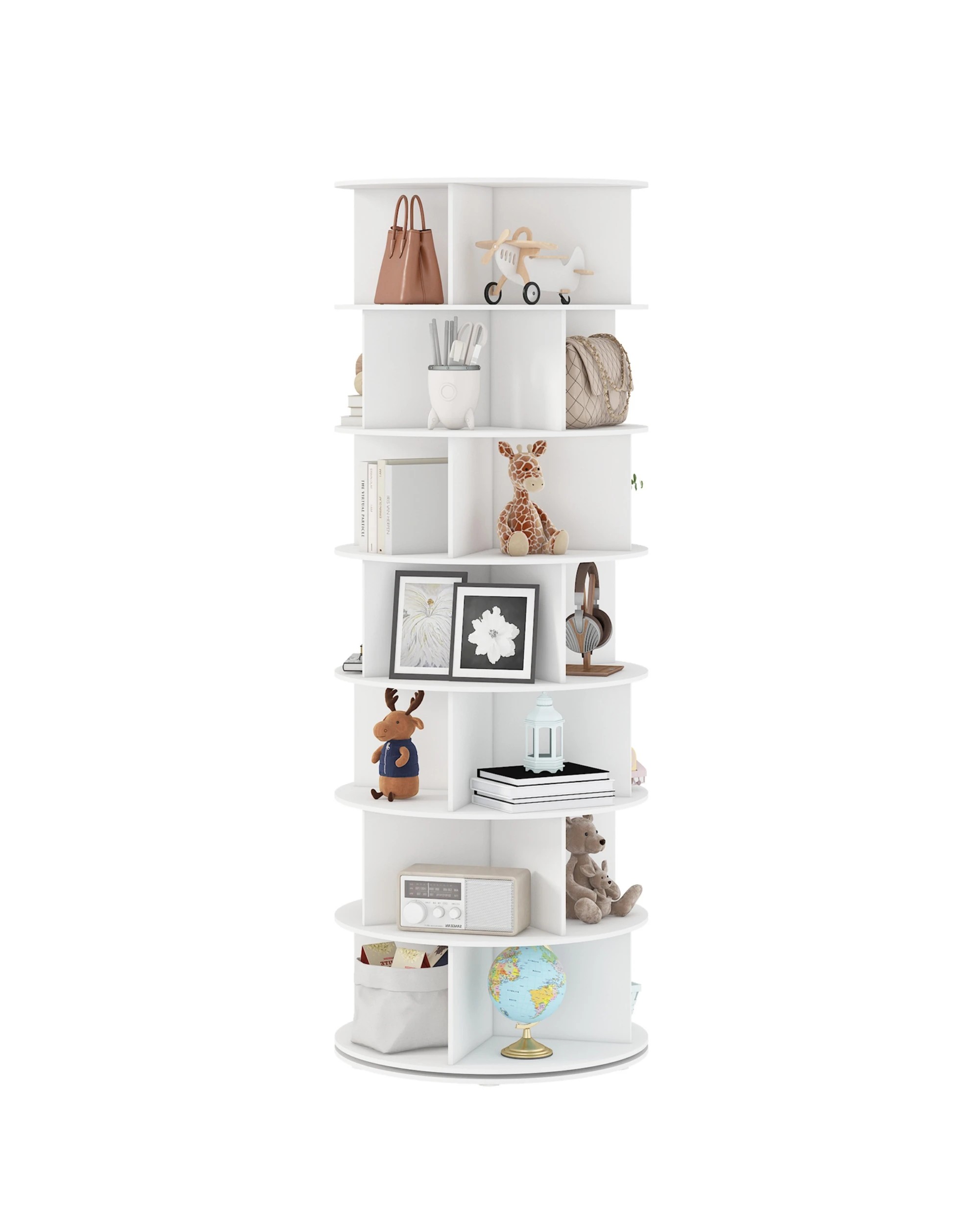 3 Advwin 7 Tier Rotating Shoe Rack Tower Revolving 360 Shoe Storage Bag Display Stand Handbag Organizer, 3 of 10