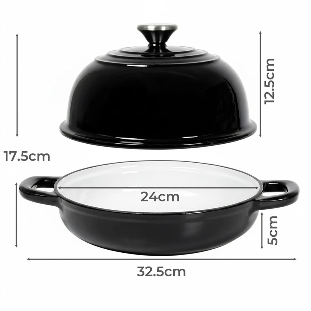 3 TOQUE Cast Iron Bread Pot,Black,Diameter 24, 3 of 8