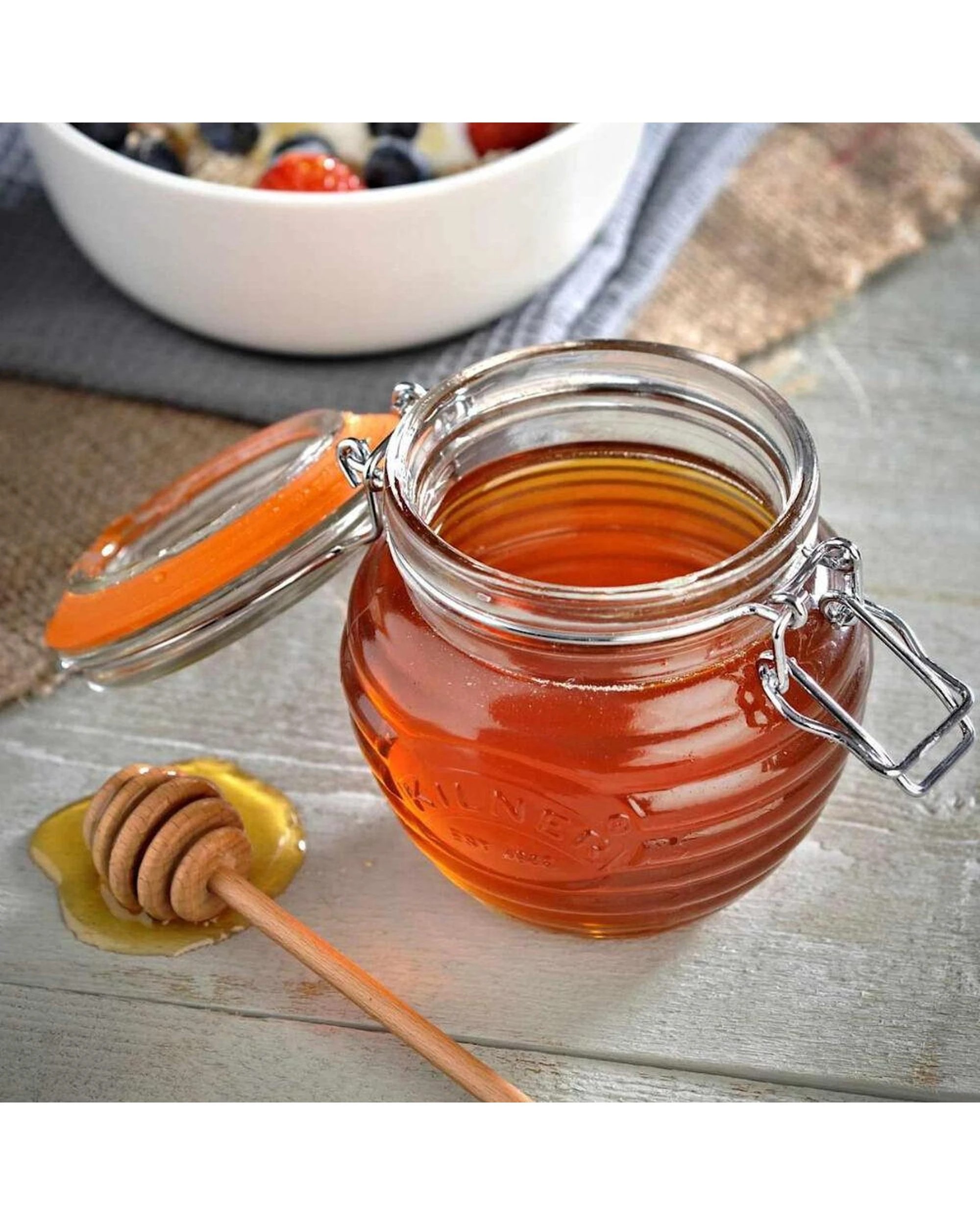 5 Kilner Honey Pot with Beechwood Dipper 400ml - Clear, 5 of 7