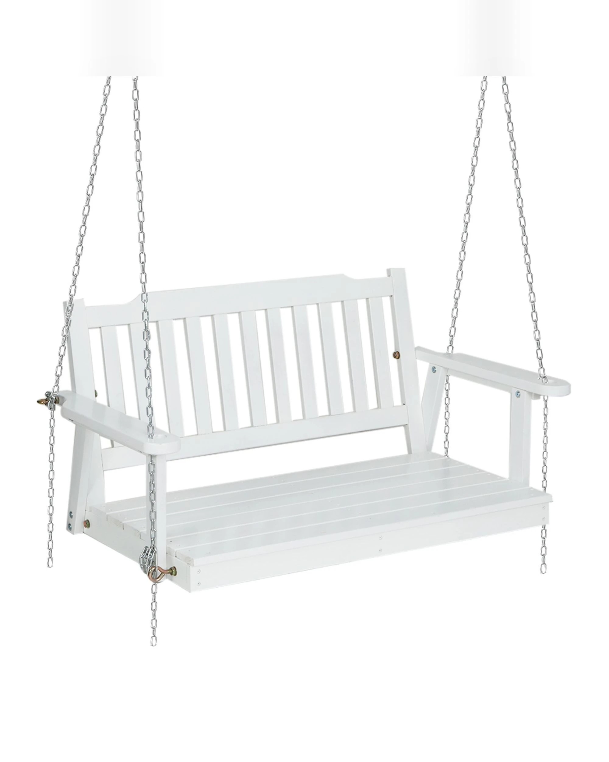 1 Gardeon Porch Swing Chair With Chain Outdoor Furniture Wooden Bench 2 Seat
 - White, 1 of 3