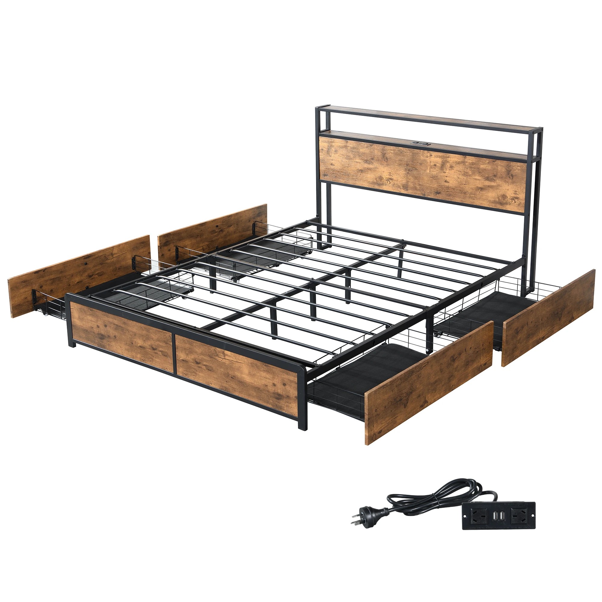 1 Levede Usb Port Bed Frame - Queen, 1 of 6