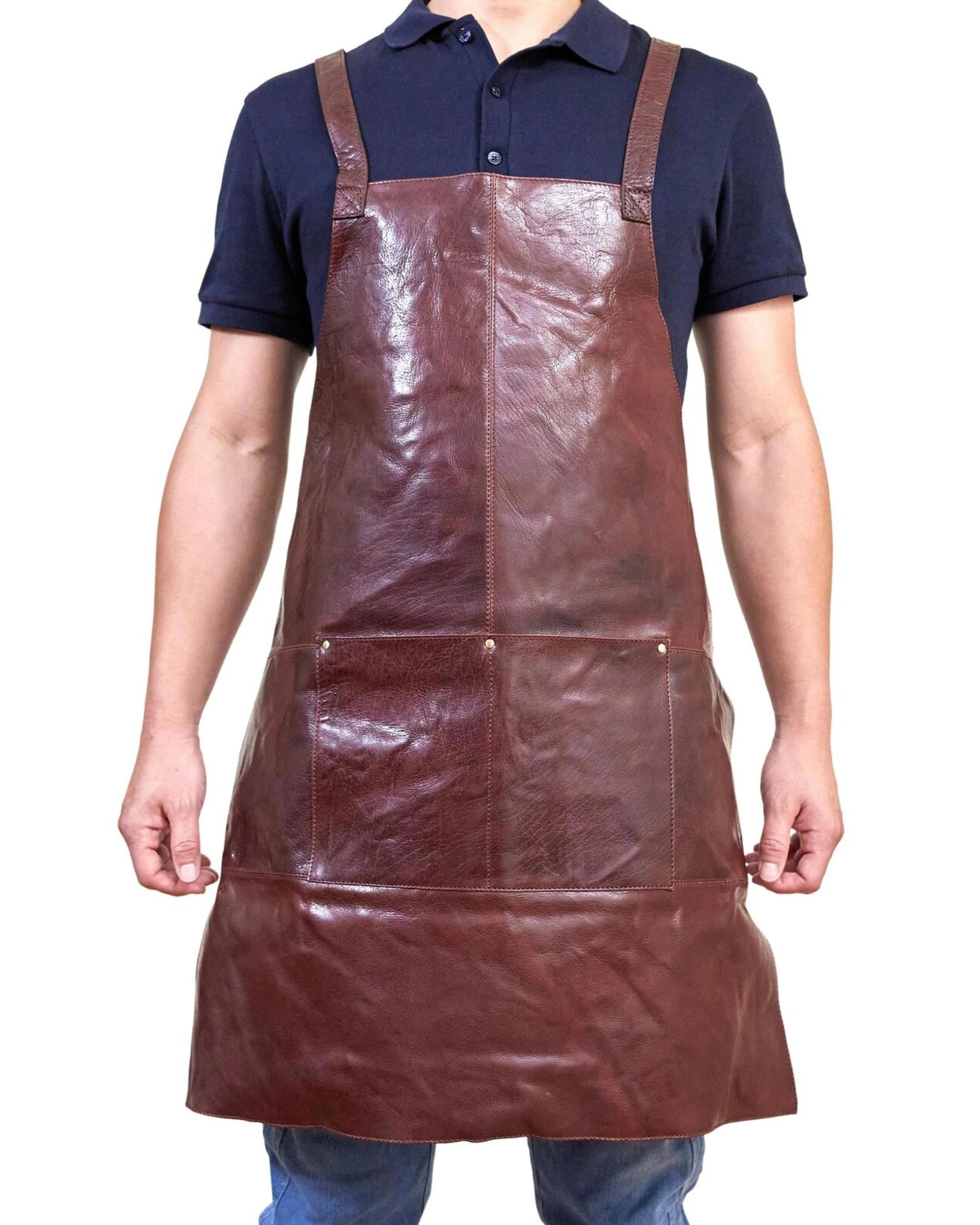 2 Pierre Cardin Professional Leather Apron Butcher Woodwork Hairdressing Barber Chef - Chestnut, 2 of 10