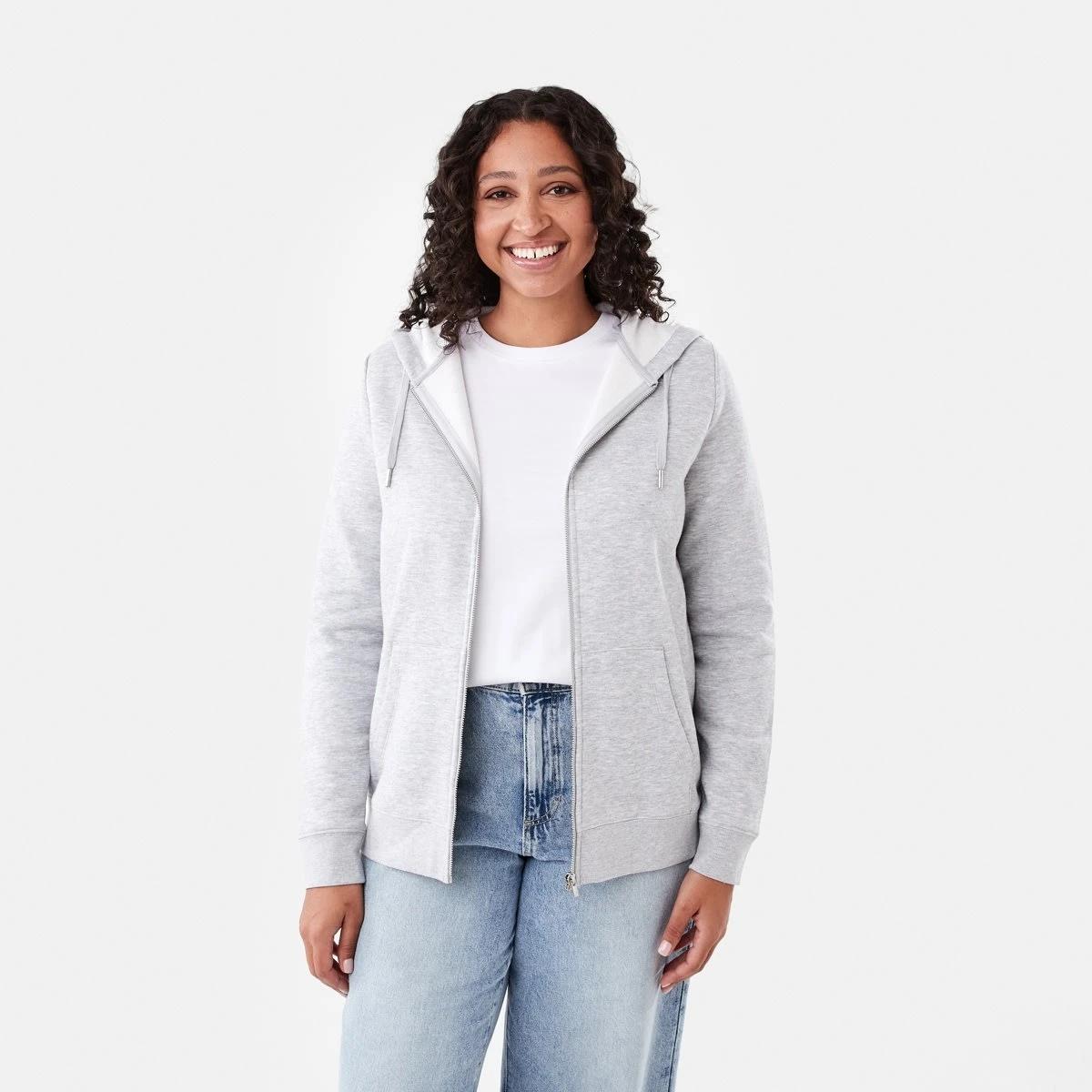 1 Long Sleeve Zip Through Hoodie Slvr Marle, 1 of 7