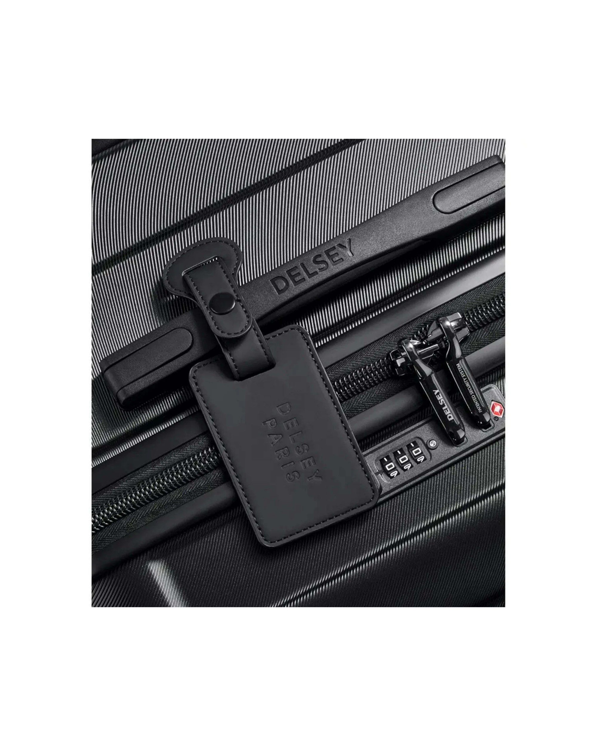 3 Delsey 1946 Suitcase Tag Durable Travel Luggage Identifier with Strap - Black, 3 of 3