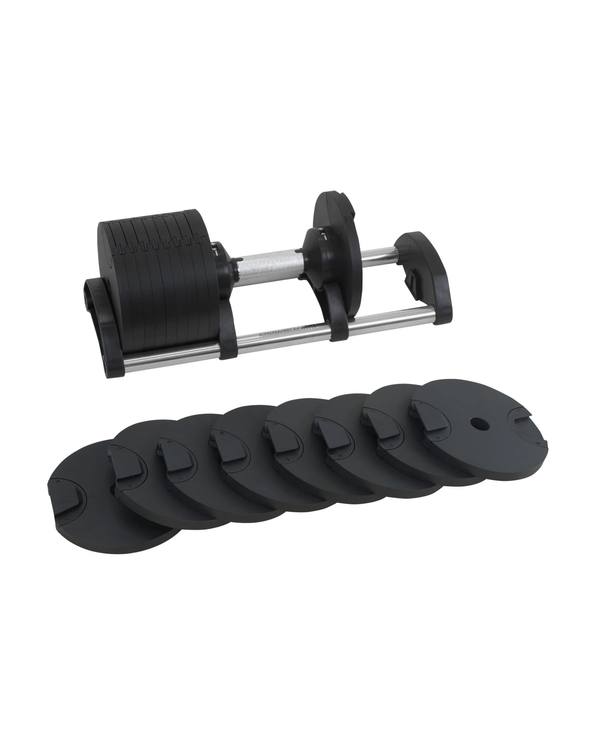 6 Powertrain Eon Black Dial Up 45KG Adjustable Dumbbell Pair 9 Weight Options Safety Lock Easy Weight Adjustment Cast Iron, 6 of 6