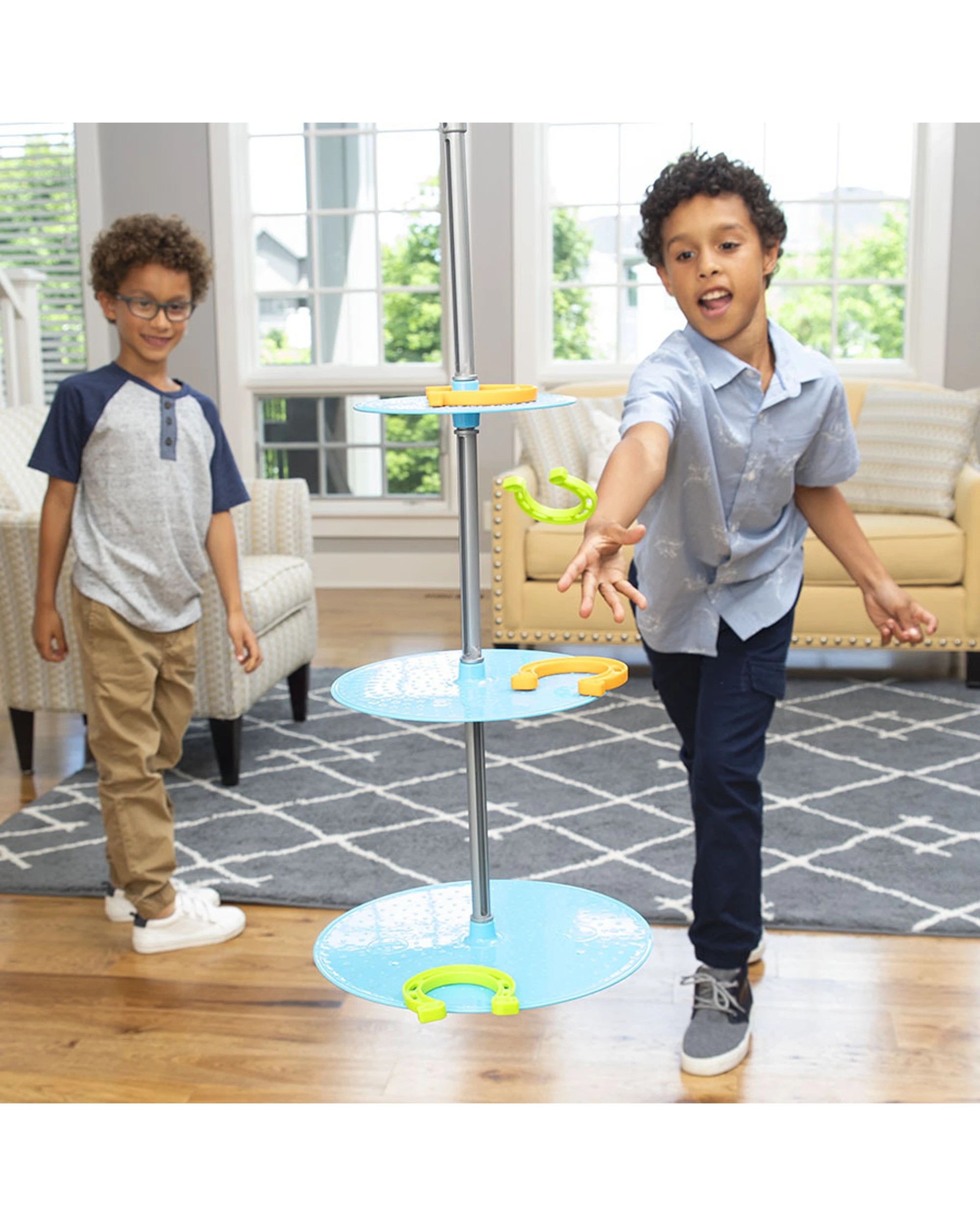 2 Fat Brain Toy Co. Swingin Shoes Toss Horseshoes Suspended Pole Kids Play Game - Multi, 2 of 6