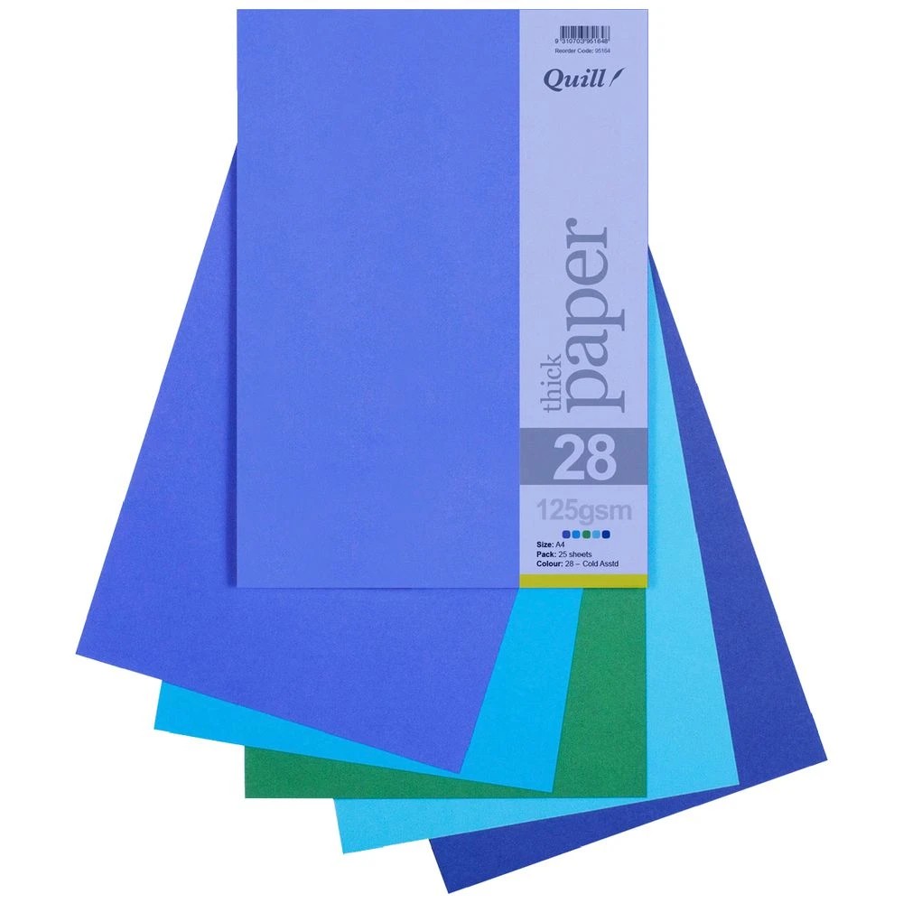 1 Quill A4 125gsm Paper Cold Assorted 25 Pack, 1 of 2