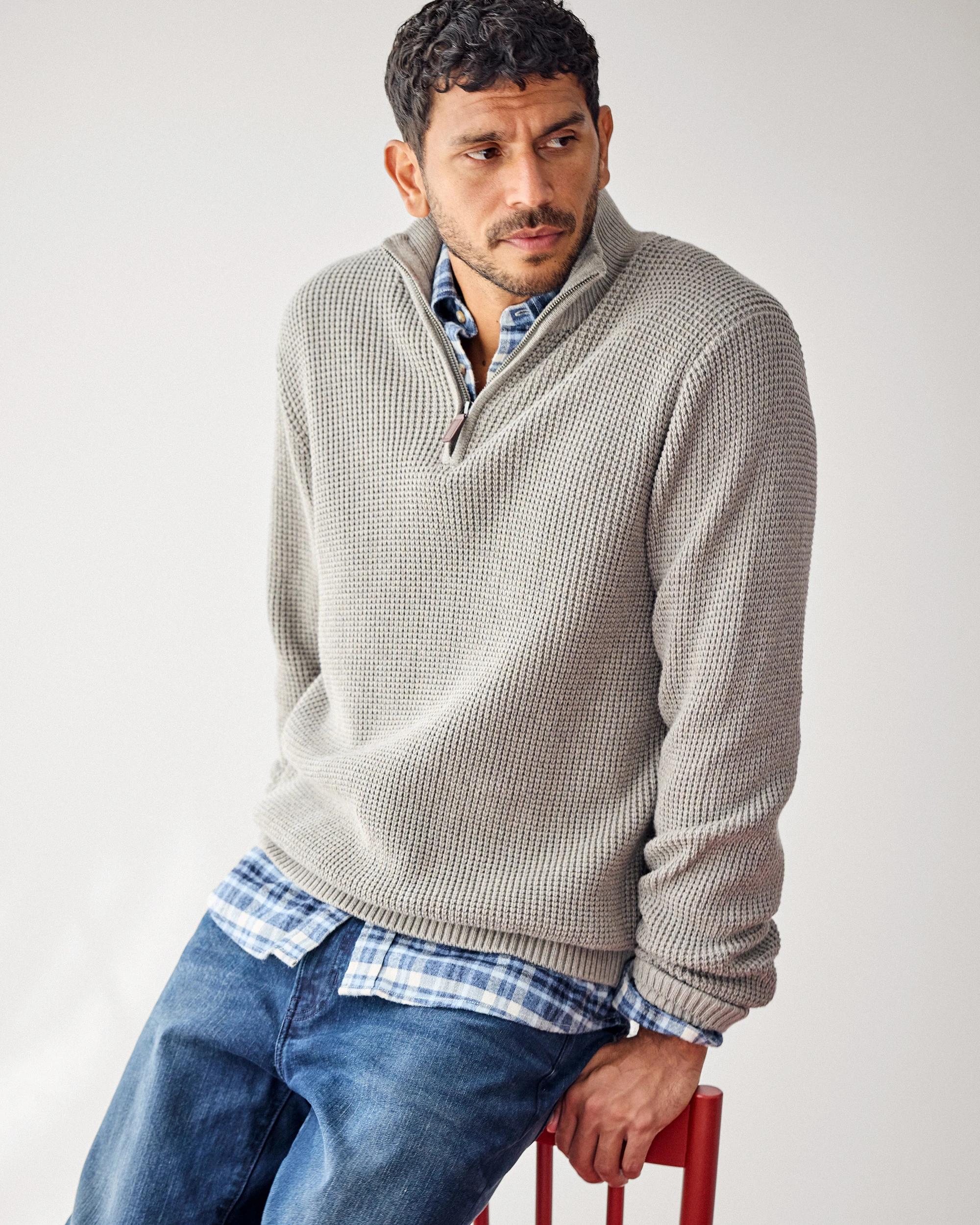 8 Target Man Australian Cotton 1/2 Zip Knit Jumper ROCK, 8 of 8