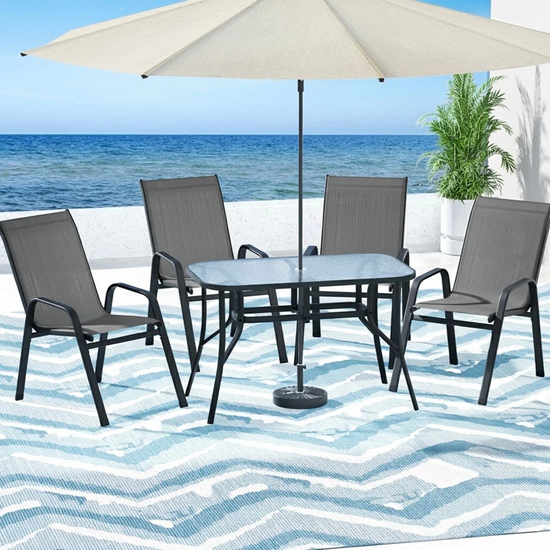 4 Gardeon 5PC Outdoor Dining Set Table and Chairs Patio Furniture Bistro Set Garden - Grey, 4 of 6