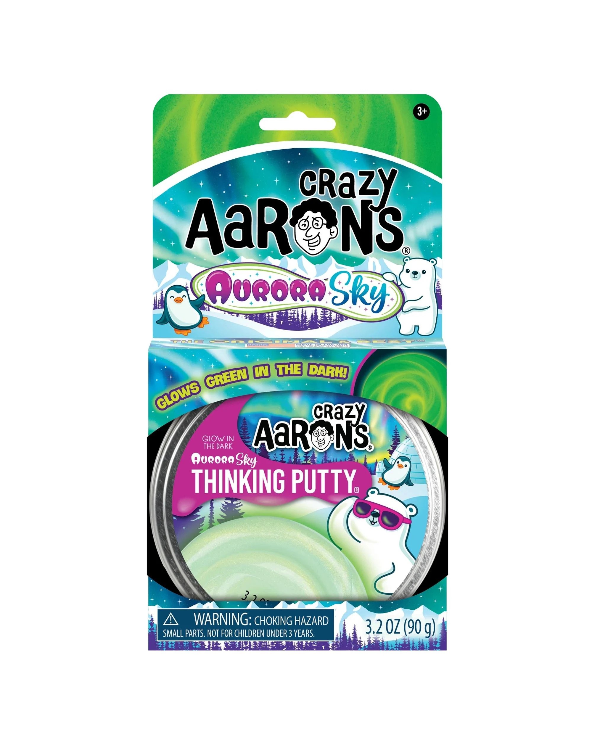 1 Crazy Aaron's Thinking Putty Glowbrights Aurora Sky 4 inch Tin - Green, 1 of 1
