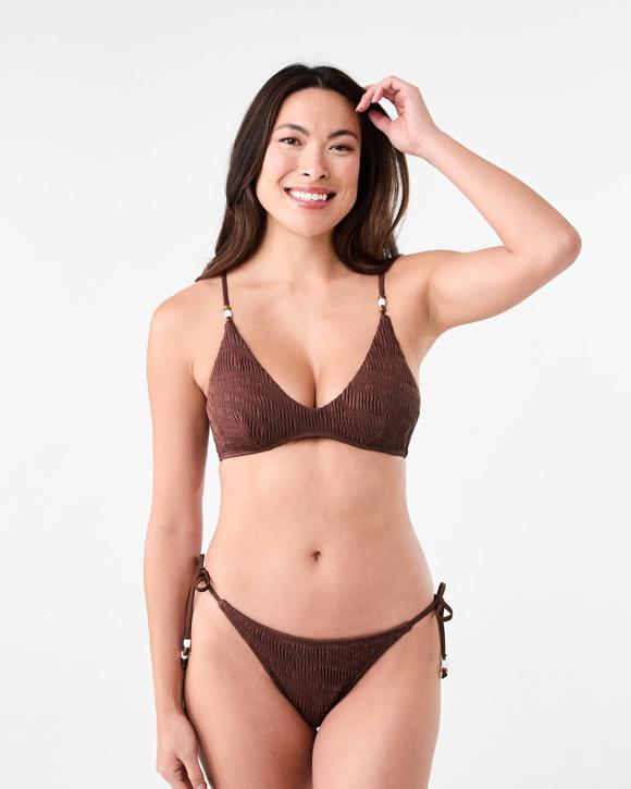 Textured Beaded Cheeky String Bikini Briefs