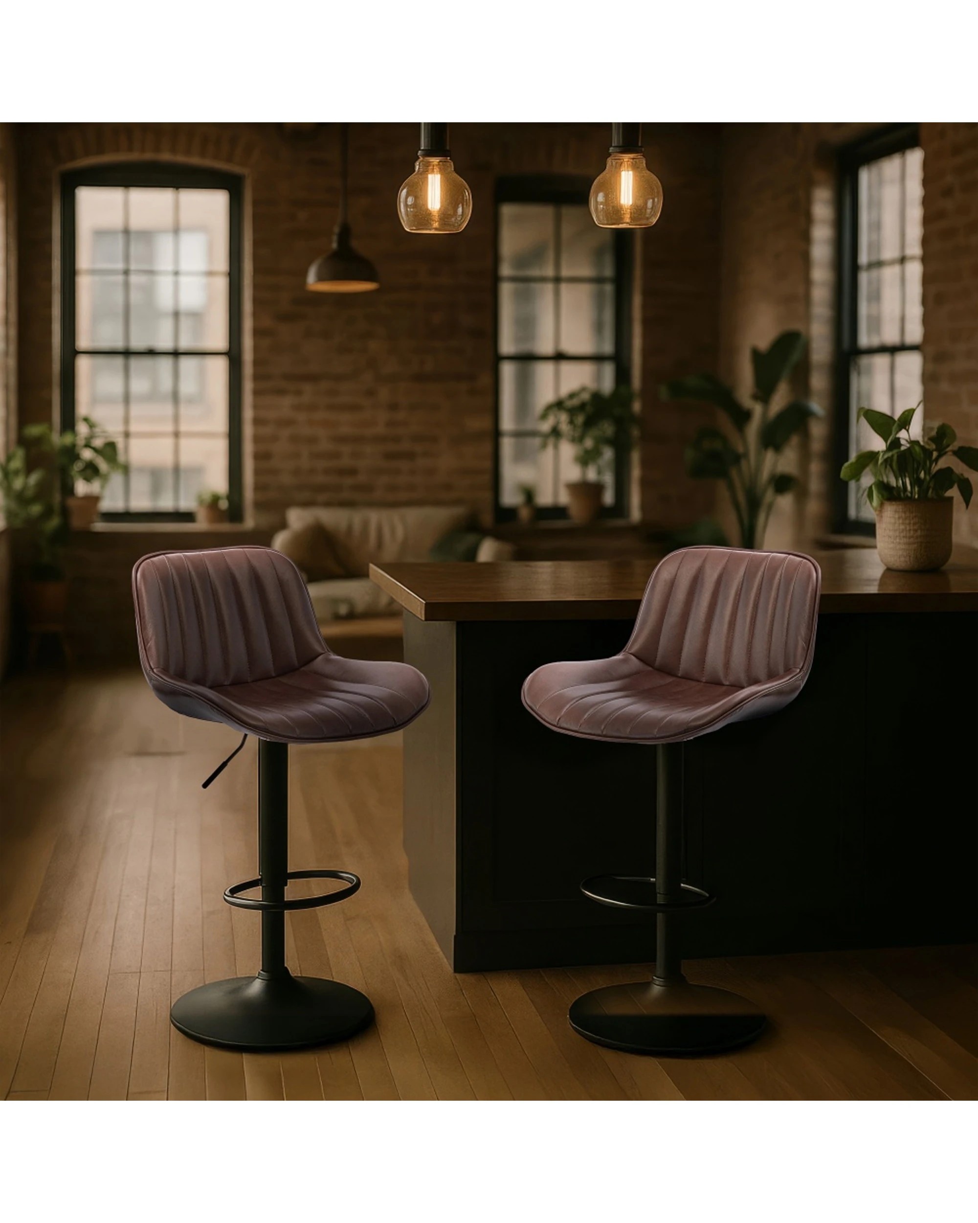 4 Urban Style 2pc Frank Bar Stool Set Gas Lift Chair Metal Contemporary - Multi, 4 of 4