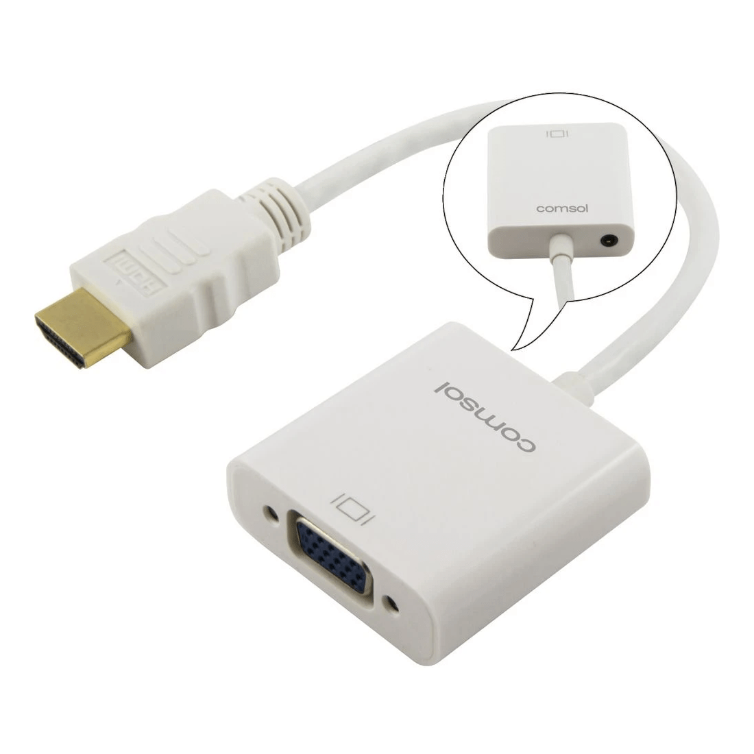 3 Comsol Male HDMI to Female VGA and 3.5mm Audio Adaptor, 3 of 5